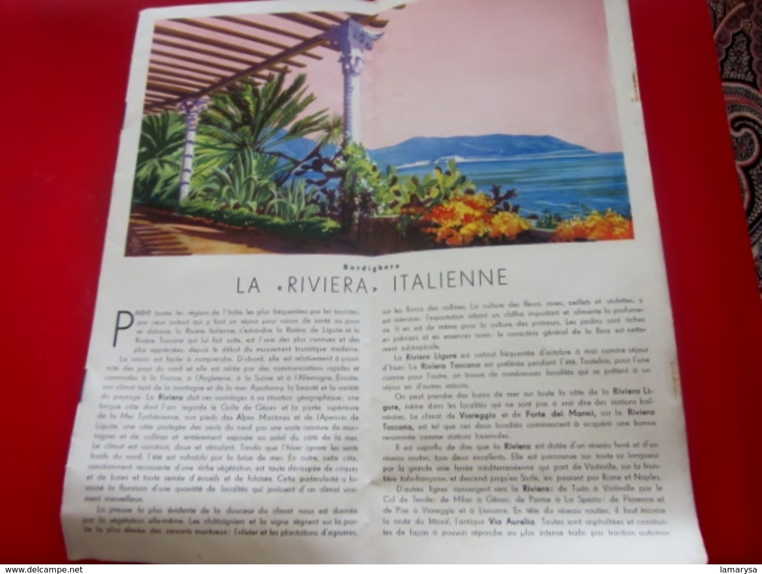 1934-RIVIERA ITALIANA-Stampata Italia-BORDIGHERA-SANREMO-PEGLI-NERVI-PORTOFINO-RAPALO-SESTRI-Guida Brochure Turistica - Cuadernillos Turísticos