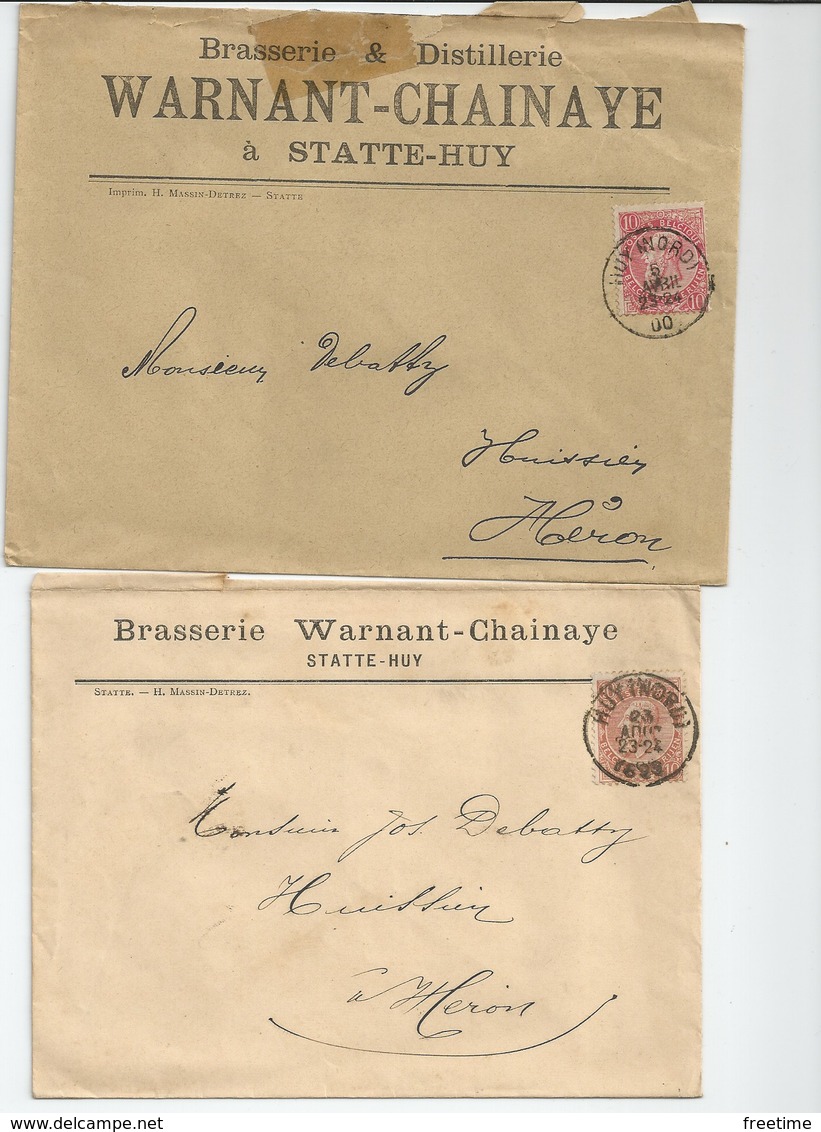 Enveloppes   Brasserie Warnant à Statte 1899  1900 -timbrés  Cachet Huy Nord - Andere & Zonder Classificatie