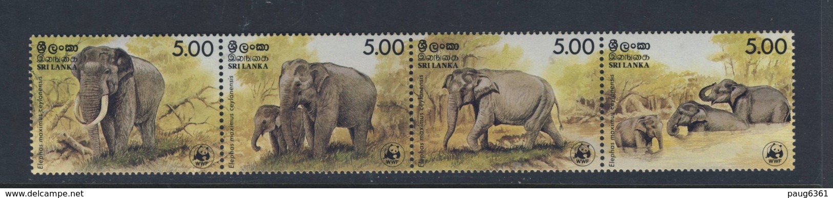 CEYLAN 1986 ELEPHANTS-WWF  YVERT N°768/71 NEUF MLH* - Unused Stamps