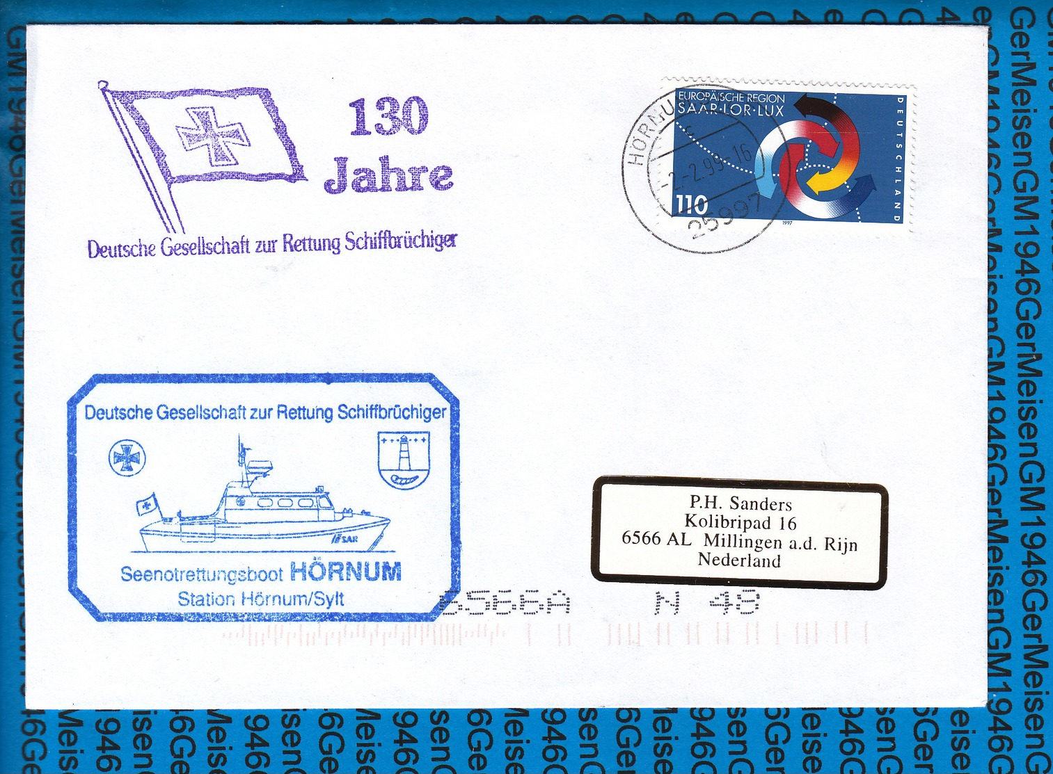 Germany Cover Schiffe 1996 / Seenotrettungsboot Hornum - Gebraucht