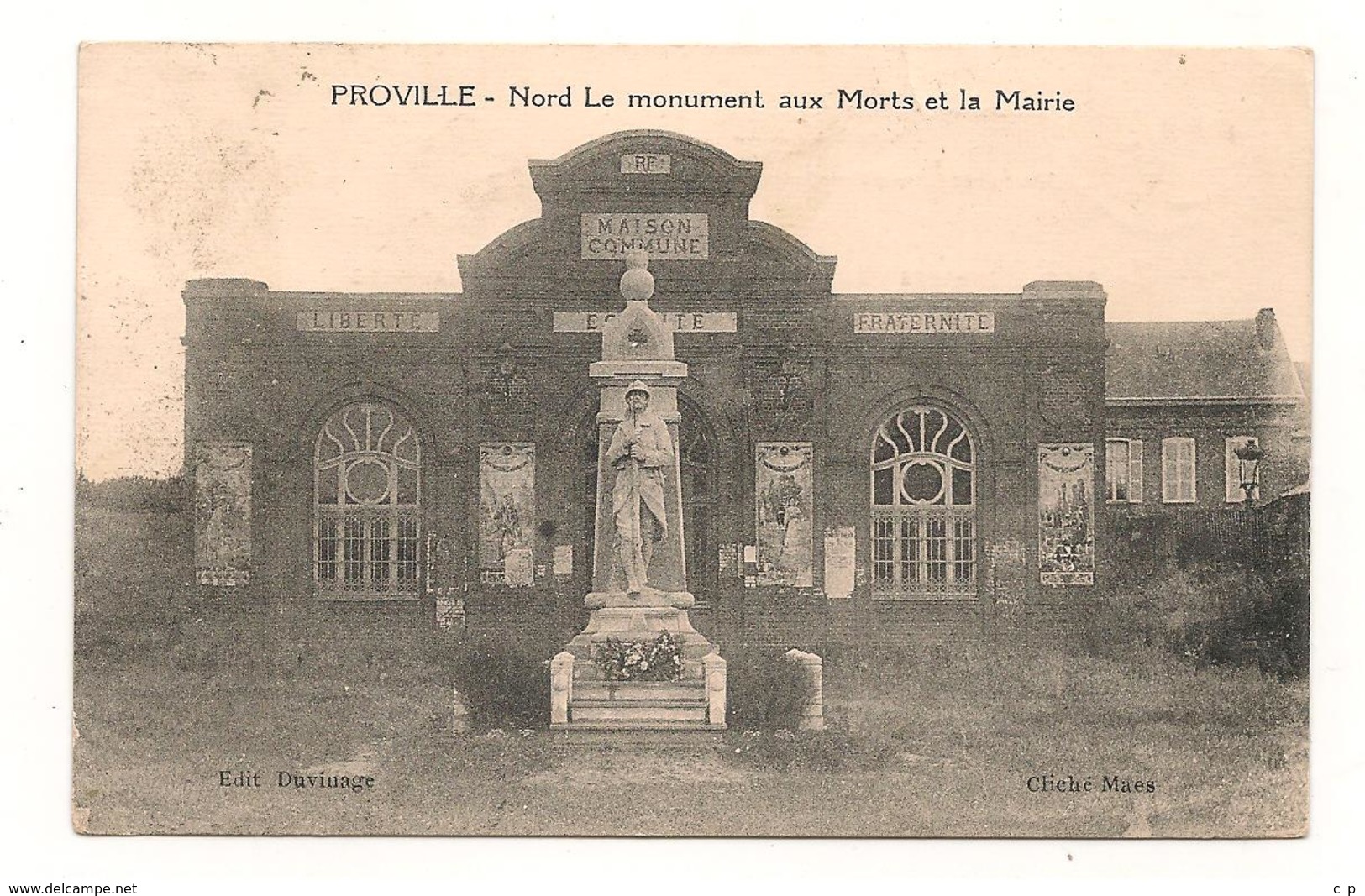 Proville - Monument Aux Morts Et La Mairie - CPA° - Autres & Non Classés