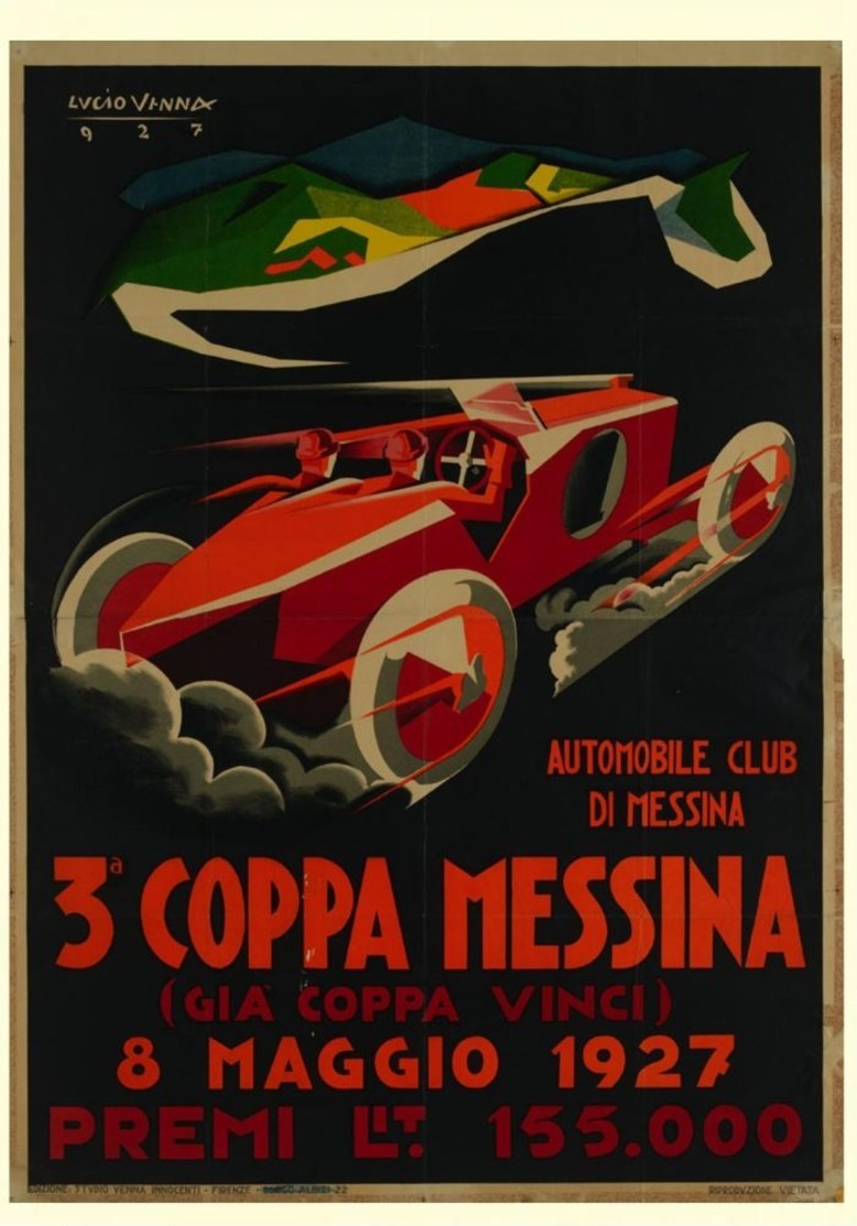 Car Automobile Grand Prix Messina 1927 - Reproduction - Publicité