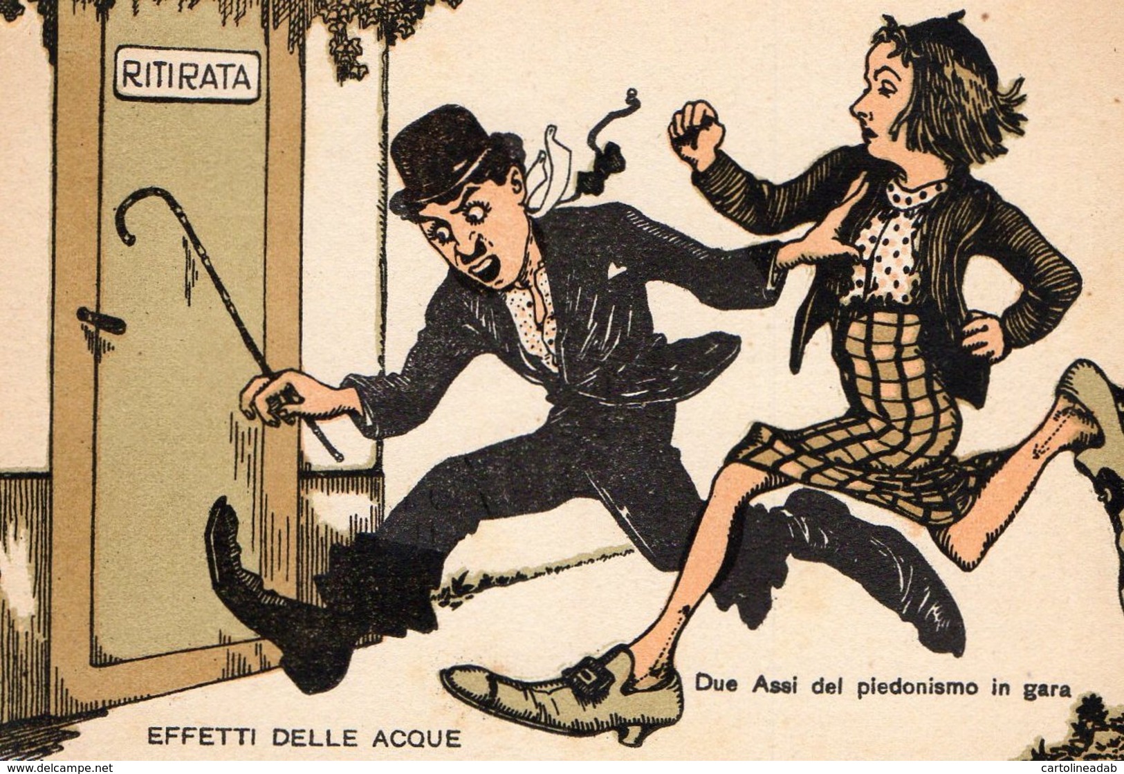 [DC7597] CPA - HUMOR - EFFETTI DELLE ACQUE - DUE ASSI DEL PIEDONISMO IN GARA - Old Postcard - Humor