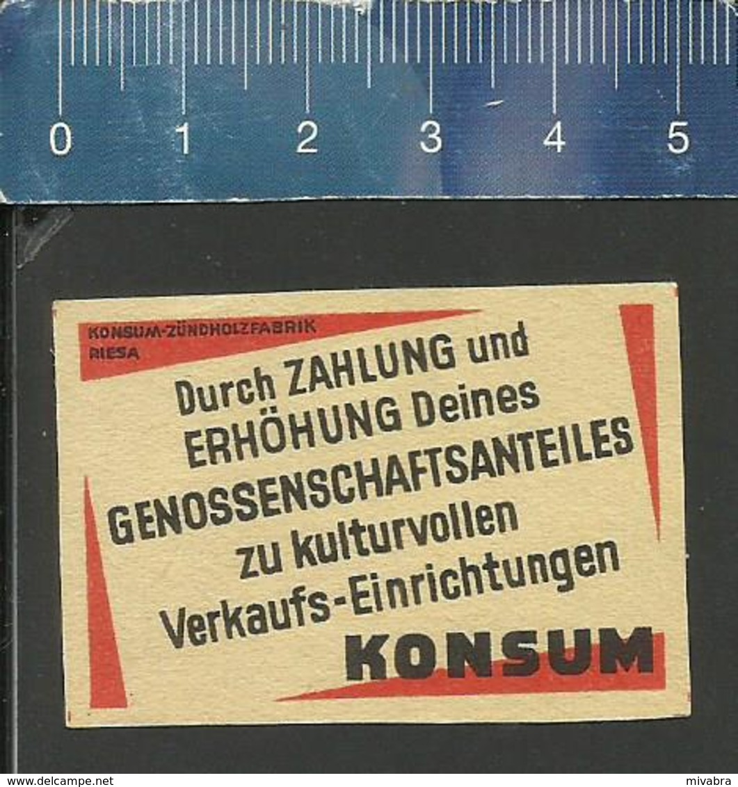 KONSUM GENOSSENSCHAFTANTEILES OLD Matchbox Label Former DDR - Boites D'allumettes - Etiquettes