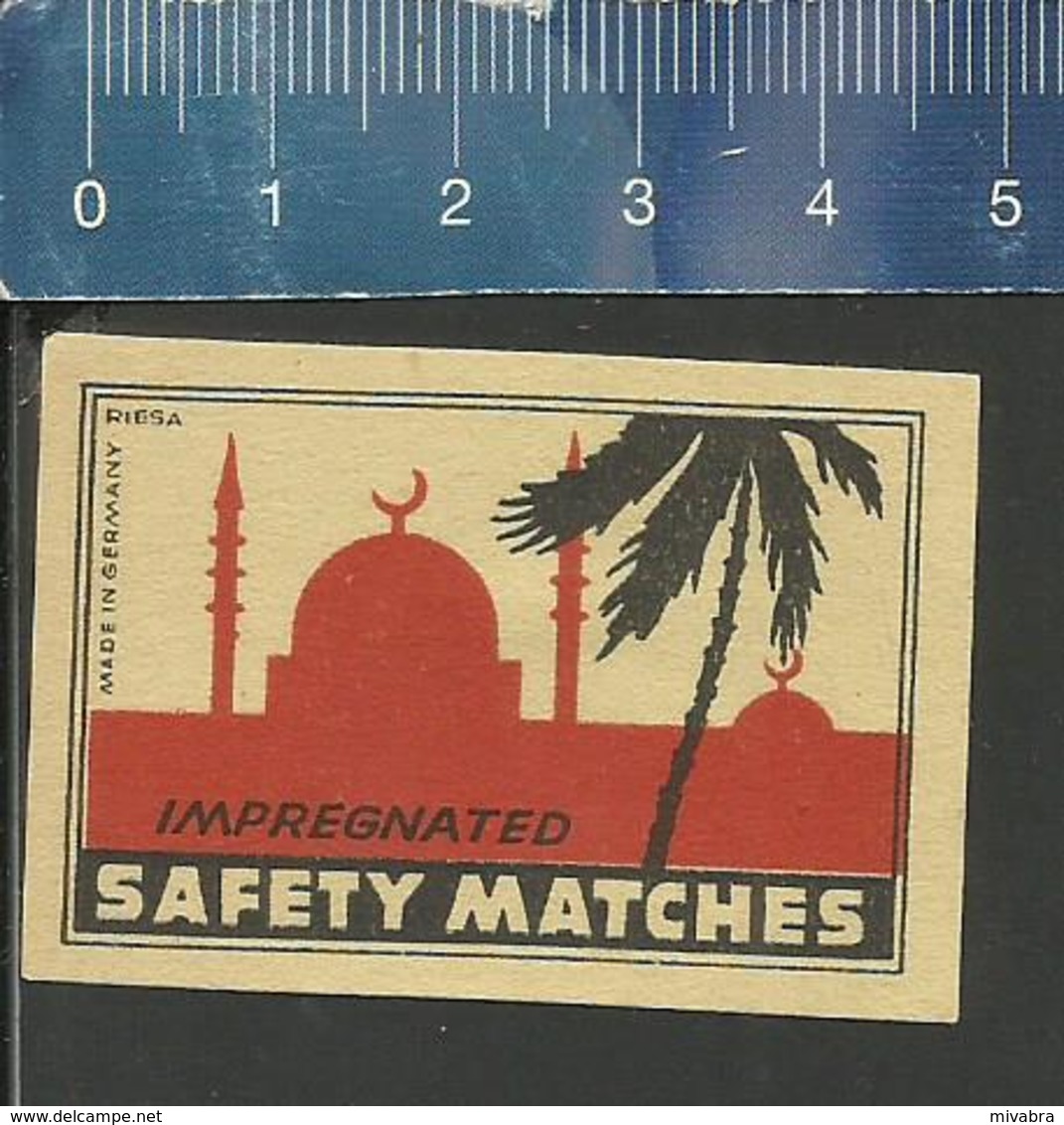 MOSCHEE PALME OLD EXPORT Matchbox Label Former DDR ( MOSQUÉE PALMIER - MOSQUE PALM TREE ) - Zündholzschachteletiketten