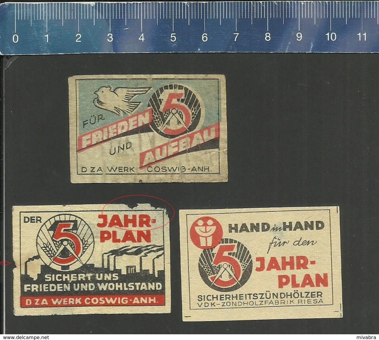 5 JAHRPLAN FÜR FRIEDEN UND AUFBAU    OLD  Matchbox Labels Former DDR - Boites D'allumettes - Etiquettes