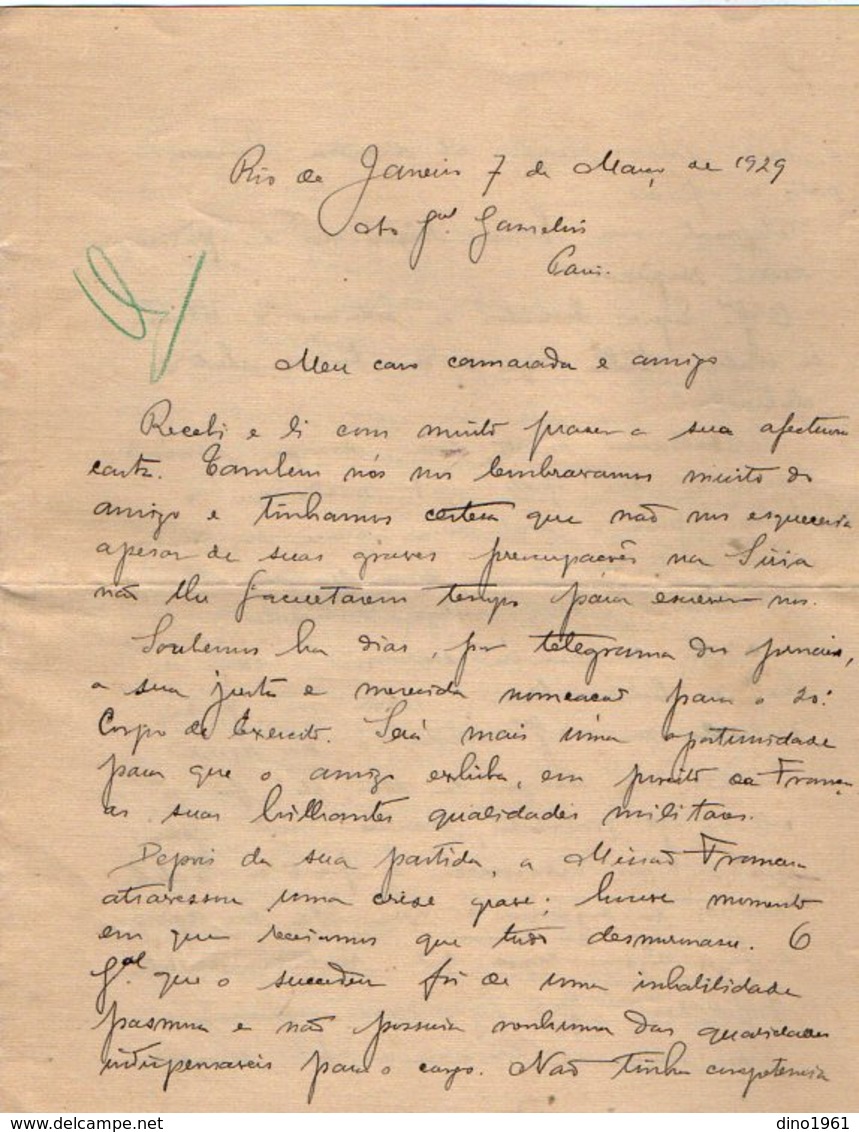 VP13.079 - Brésil - RIO DE JANEIRO 1929 - Lettre De Mr ?? Pour Mr Le Général GAMELIN - Manuscrits