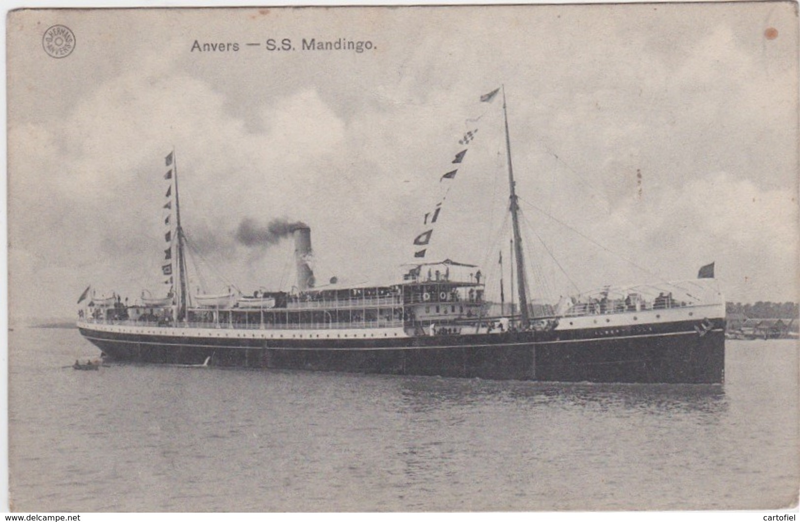 ANTWERPEN-S.S. MANDINGO-STOOMBOOT-BATEAU-SCHEEPVAART-AFRIKA?-PENICHE-VERSTUURD-EDIT.G.HERMANS-ZIE DE  2 SCANS-RARE ! ! ! - Antwerpen