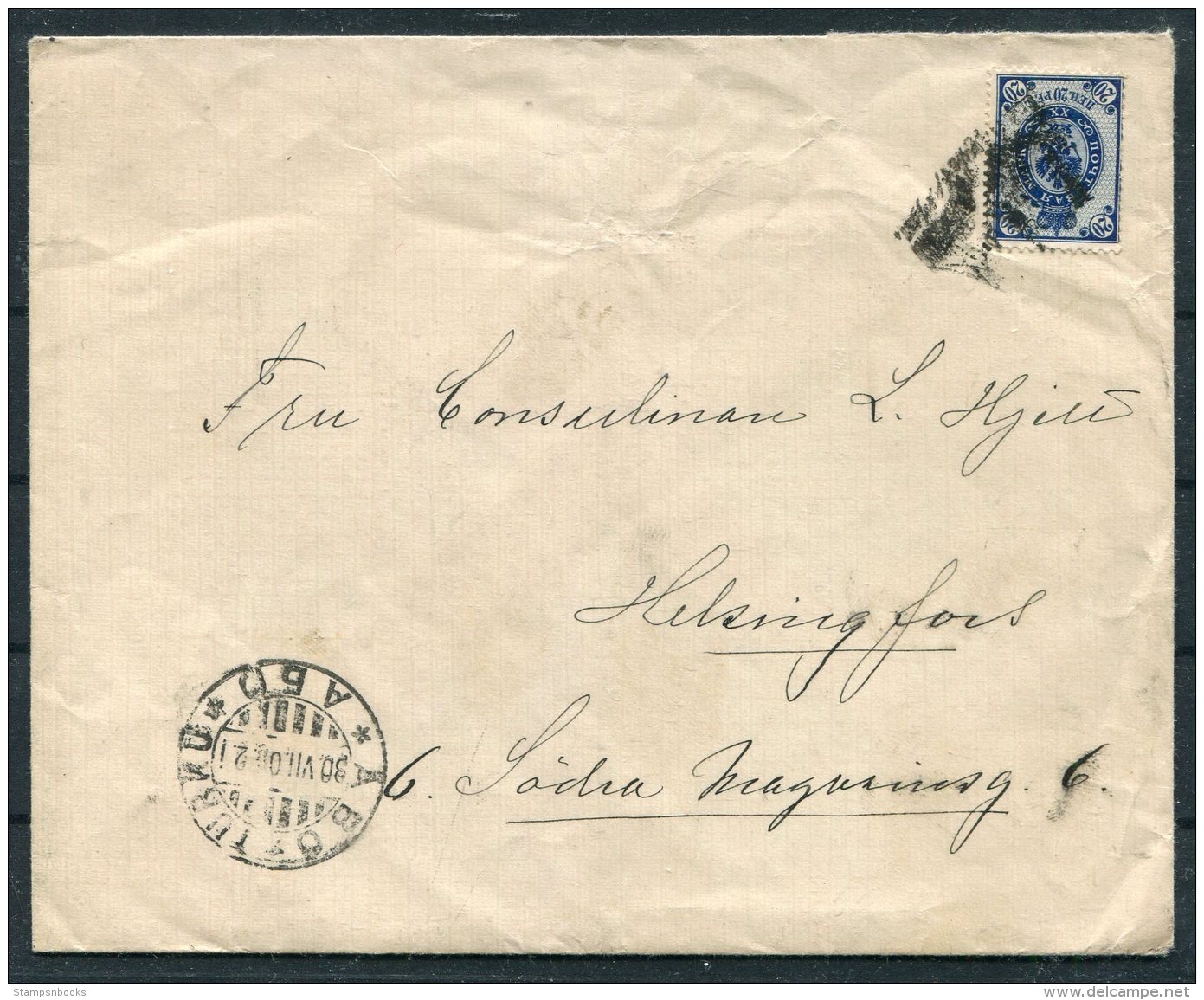 1908 Finland Helsingfors Abo Ship Cover - Covers & Documents