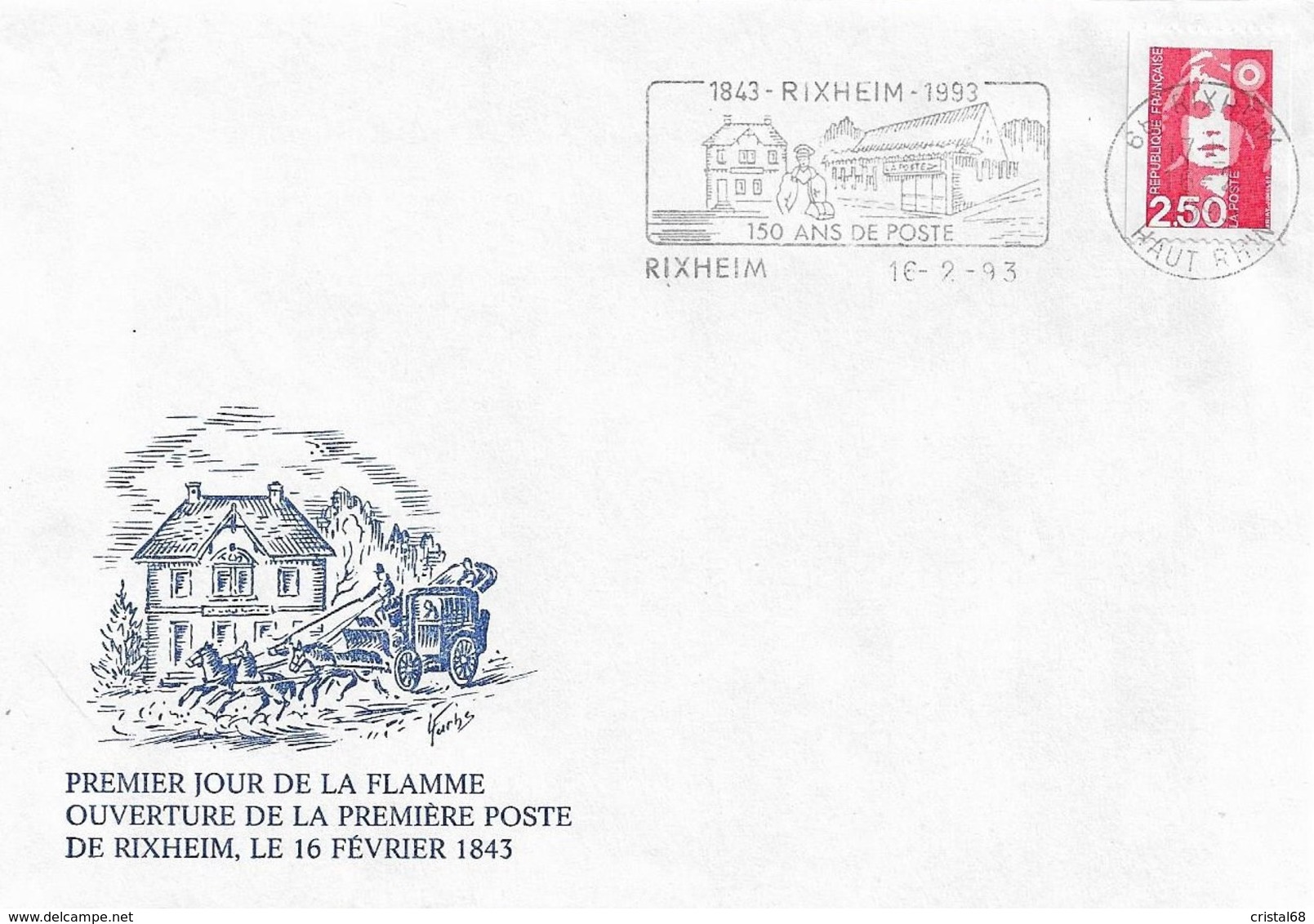 150 Ans De Poste Rixheim (68, Alsace) - Enveloppe & Entier Postal - 16.02.1993 - Voir Descriptif. 4 SCANS. - Unclassified