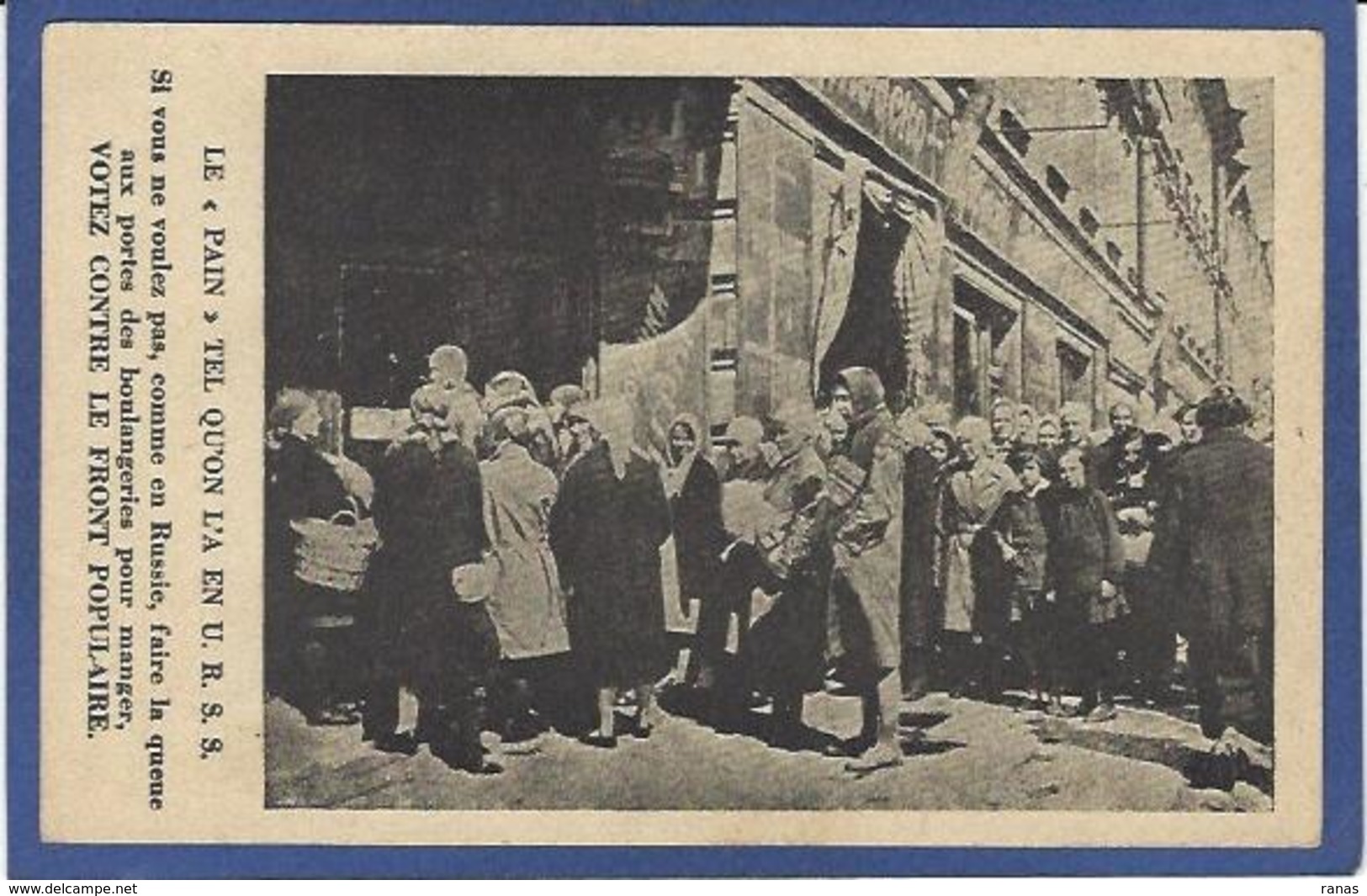 CPSM Parti Communiste Anti Front Populaire 1936 Non Circulé Russie Russia - Partis Politiques & élections