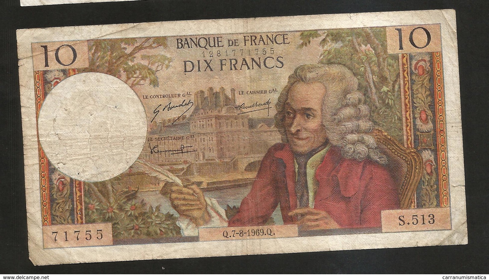 FRANCE - BANQUE De FRANCE - 10 Francs VOLTAIRE ( Q. 7 / 8 / 1969 ) Serie: S. 513 - 10 F 1963-1973 ''Voltaire''