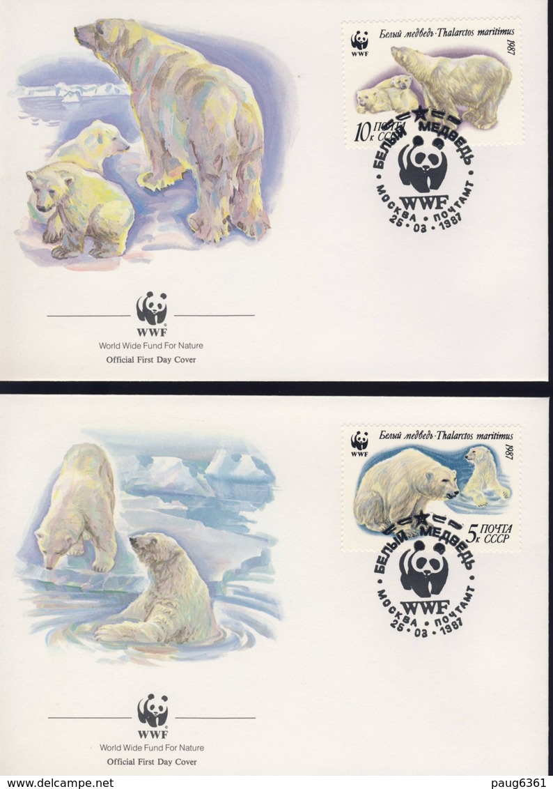 WWF 4 FDC URSS OURS 1987 YVERT N°5391/94 - FDC