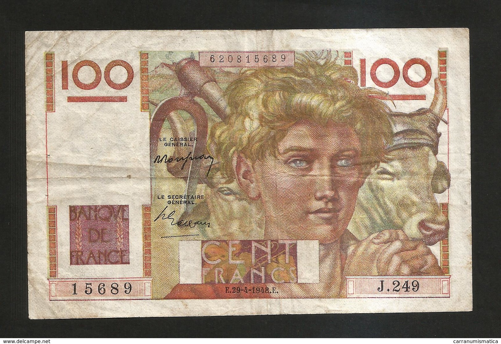 FRANCE - BANQUE De FRANCE - 100 Francs  Jeune Paysan  (E. 29 - 4 - 1948 ) Serie: J249 - 100 F 1945-1954 ''Jeune Paysan''