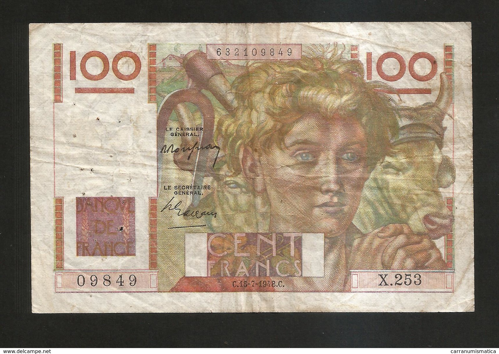 FRANCE - BANQUE De FRANCE - 100 Francs  Jeune Paysan  (C. 15 - 7 - 1948 ) Serie: X253 - 100 F 1945-1954 ''Jeune Paysan''