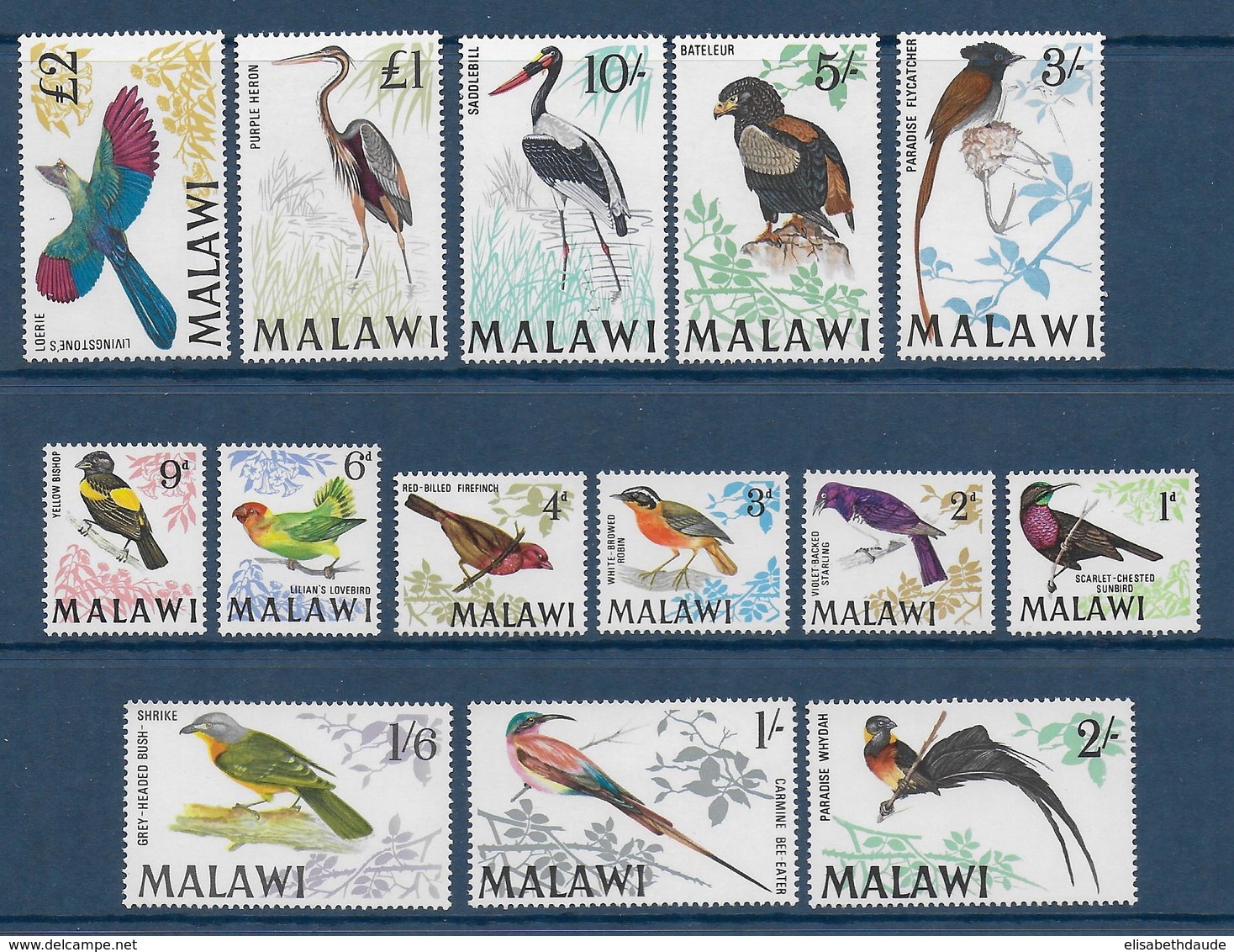 MALAWI - YVERT N° 92/105 ** MNH - COTE = 135 EUR. - FAUNE ET FLORE - OISEAUX - Malawi (1964-...)