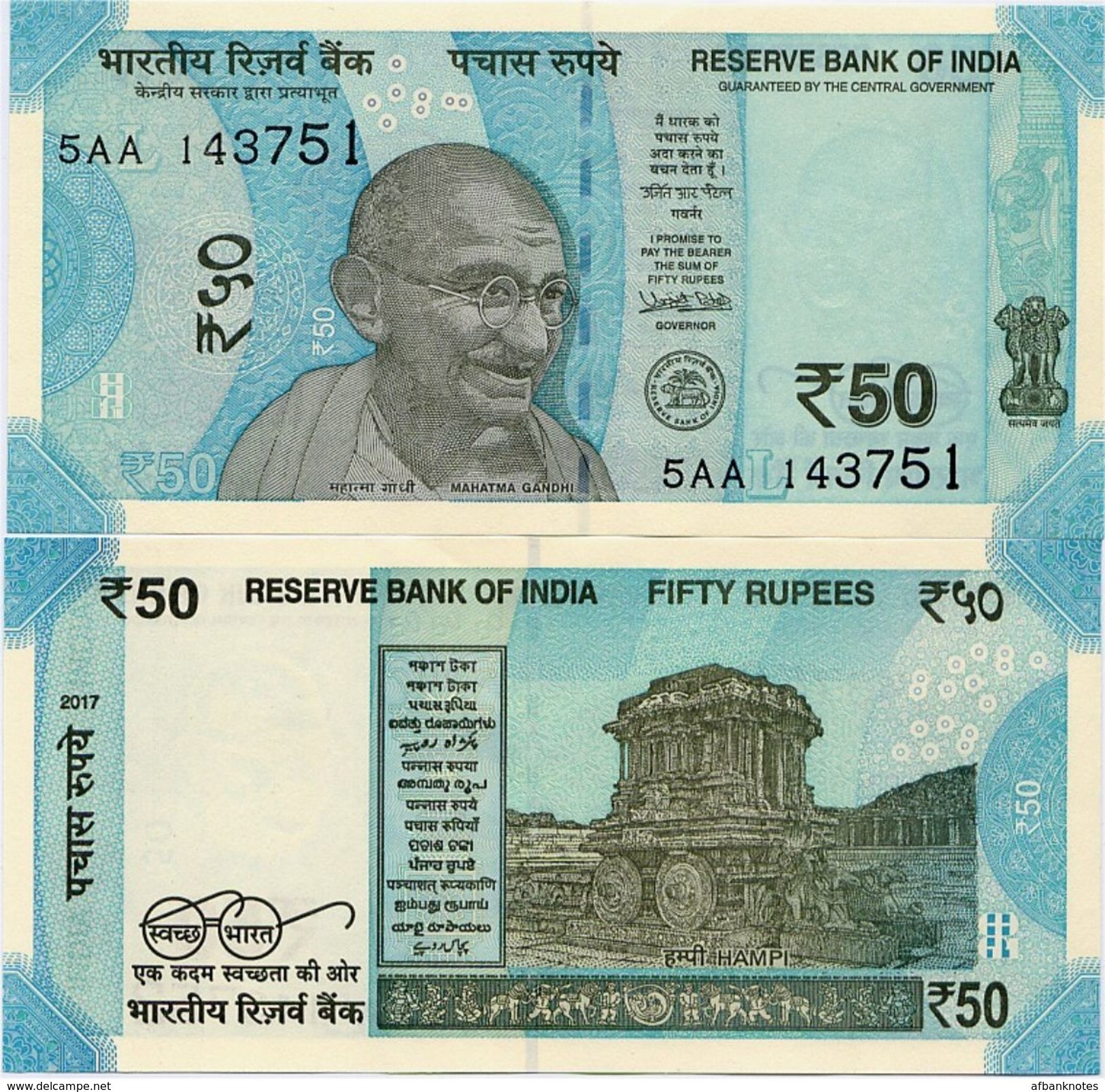 INDIA       50 Rupees       P-111       2017       UNC  [ Sign. Patel - Letter L ] - Inde