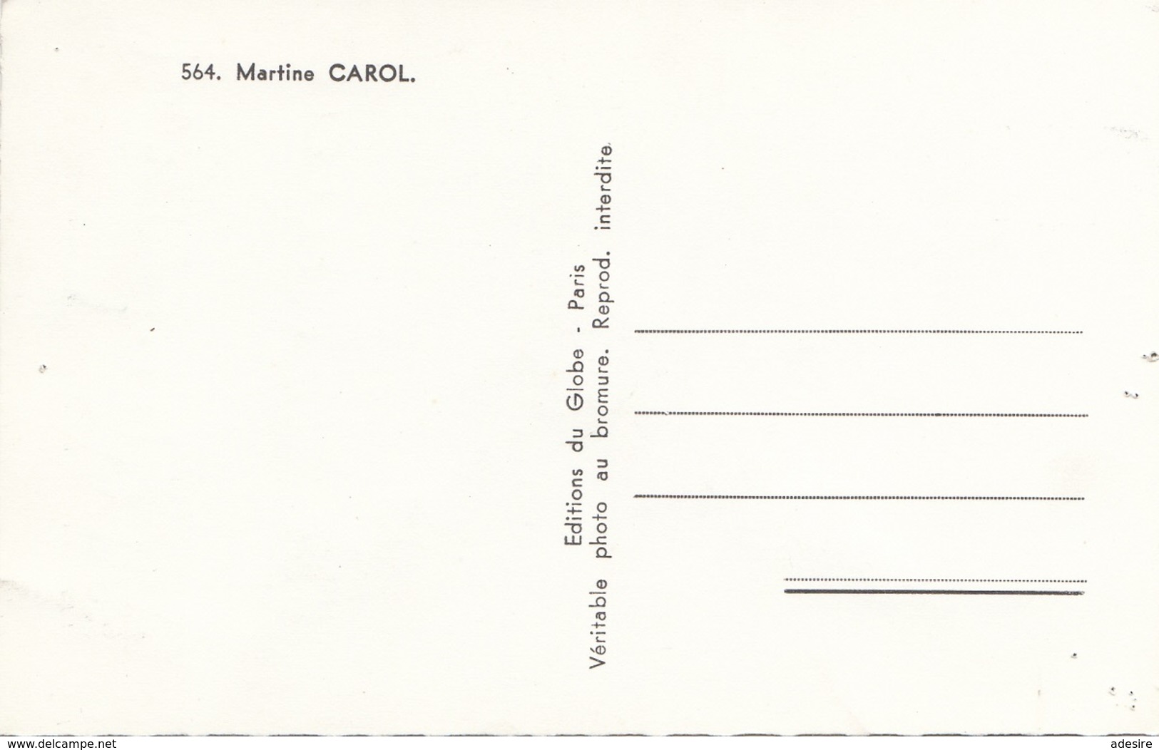 MARTINE CAROL - Fotokarte Mit Orig.Autogramm > Martine Carol (* 16. Mai 1920 In Saint-Mandé, Val-de-Marne; † 6. Feb ... - Sonstige & Ohne Zuordnung