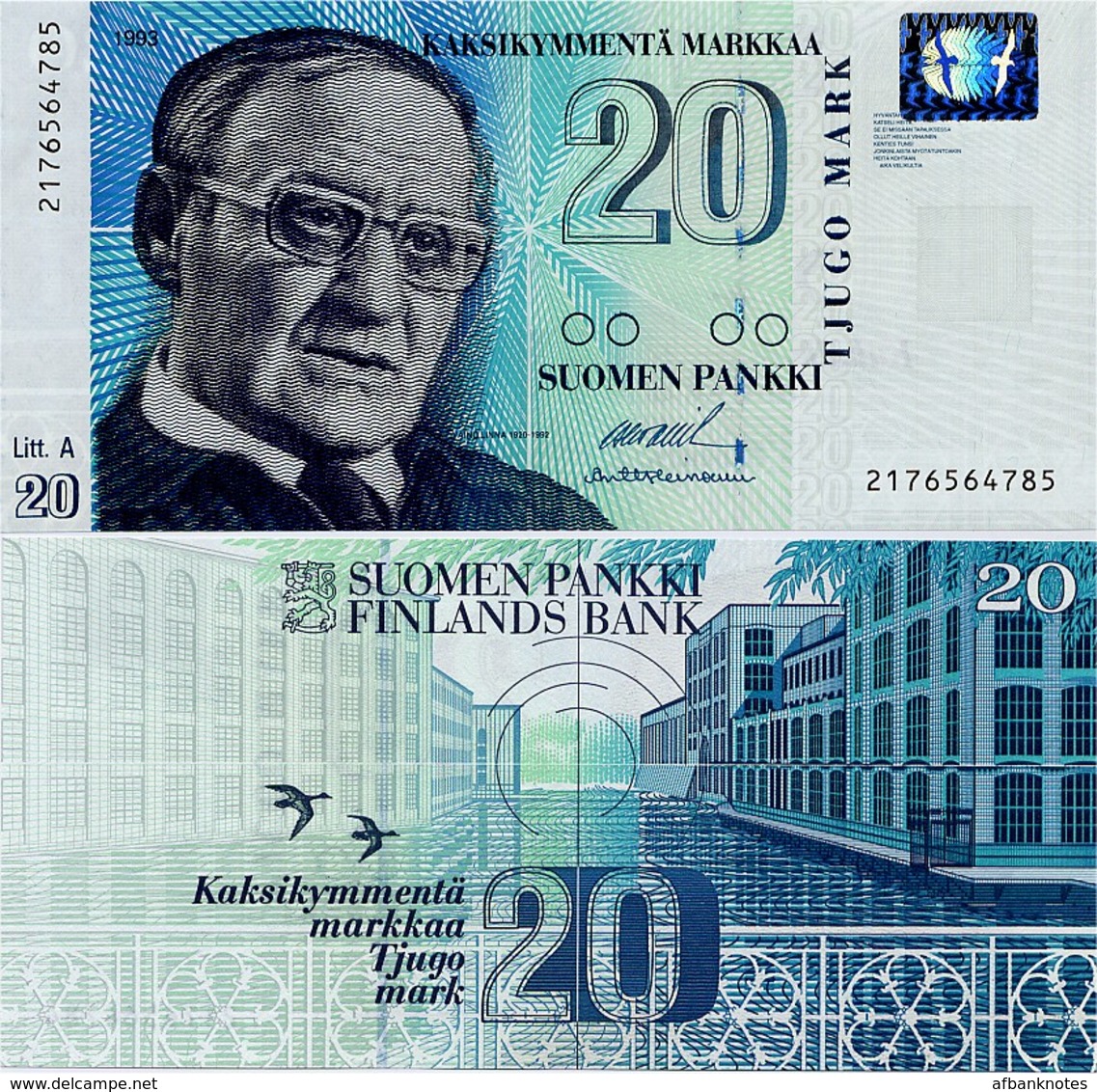 FINLAND       20 Markkaa       P-123       1993        UNC - Finlande