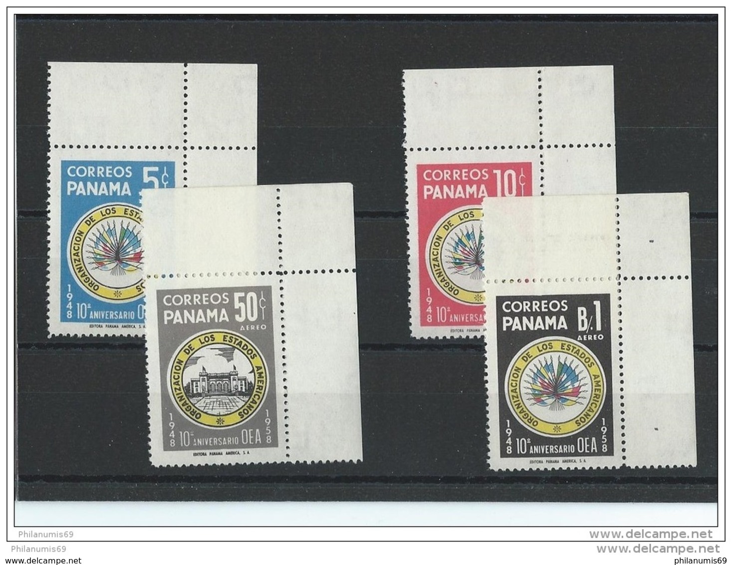 PANAMA 1958 - YT PA N° 189/192 NEUF SANS CHARNIERE ** (MNH) GOMME D'ORIGINE LUXE - Panama