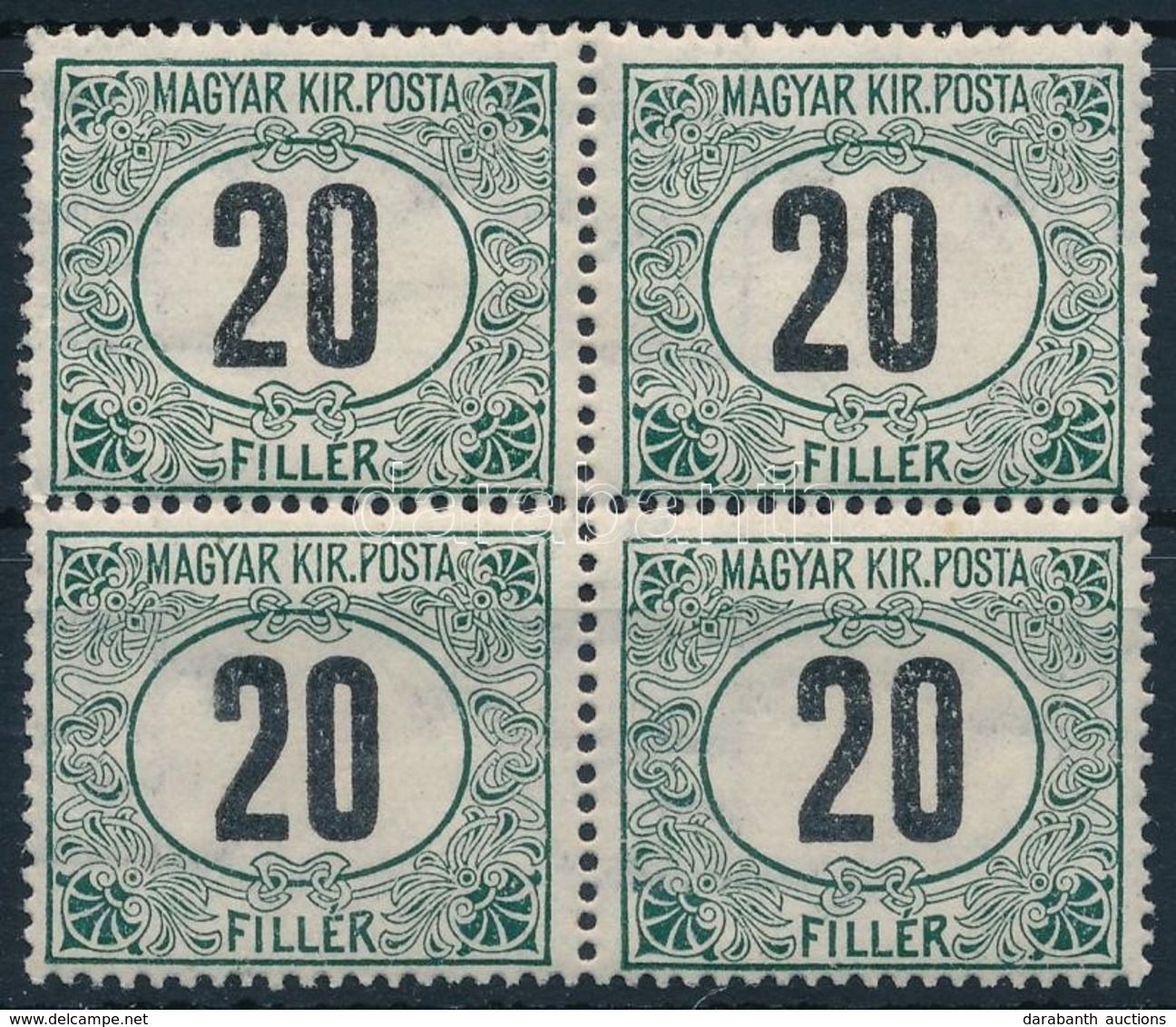 ** 1909 Zöldportó 20f Négyestömb (24.000) - Sonstige & Ohne Zuordnung