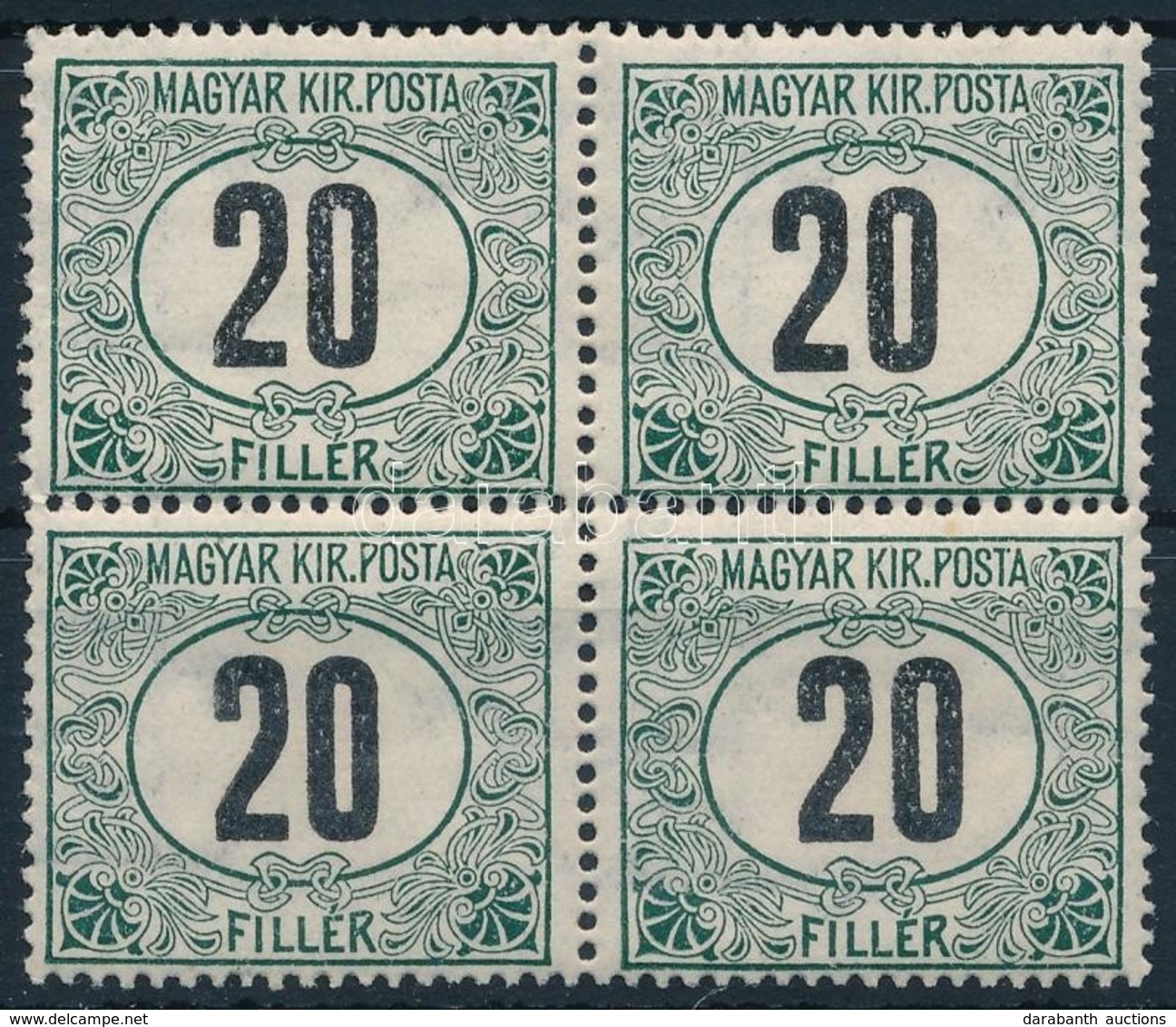 ** 1909 Zöldportó 20f Négyestömb (24.000) - Other & Unclassified