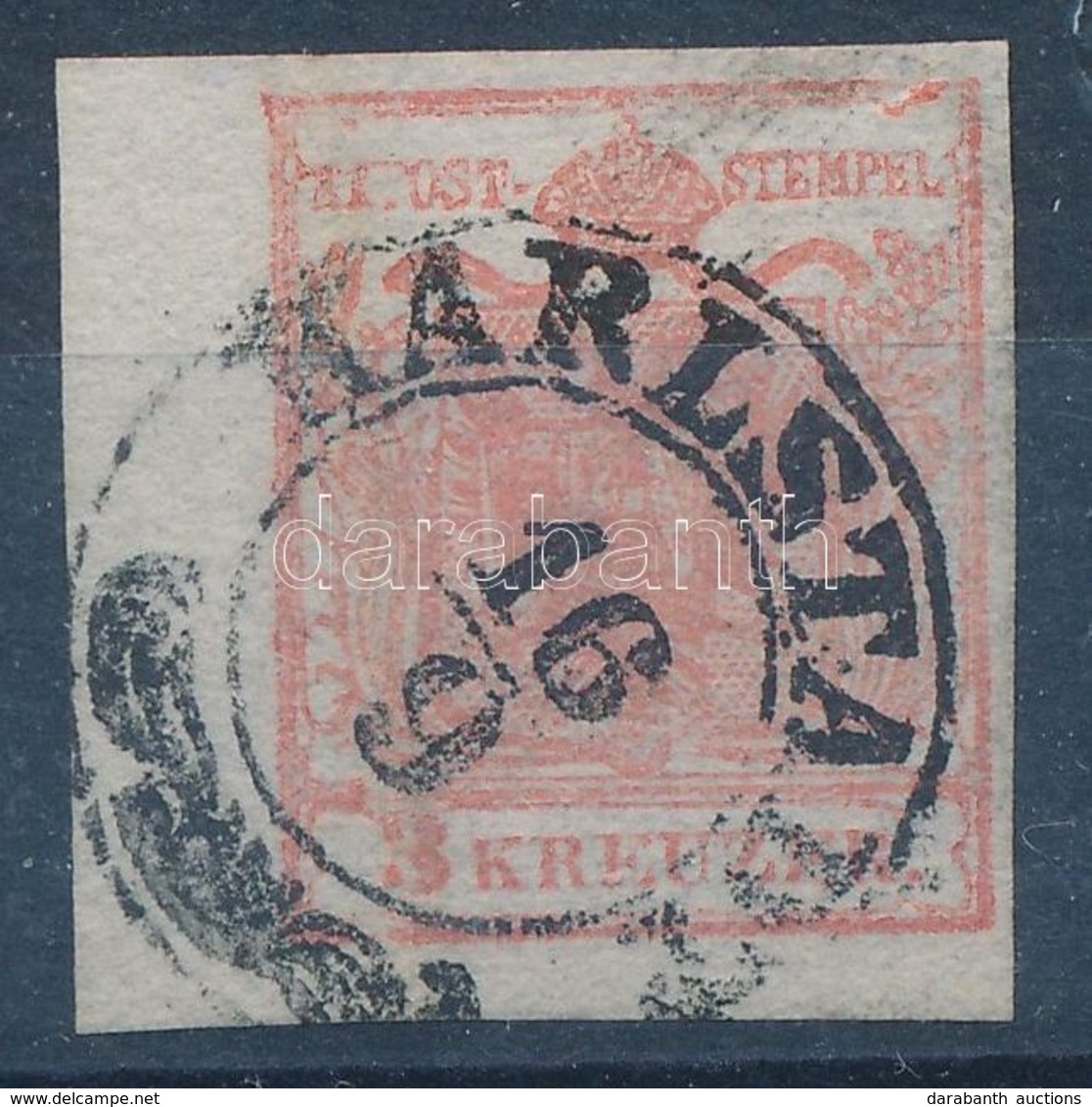 O 1850 3kr HP I. 5,5 Mm ívszéllel, Papierkorn 'KARLSTADT' - Other & Unclassified