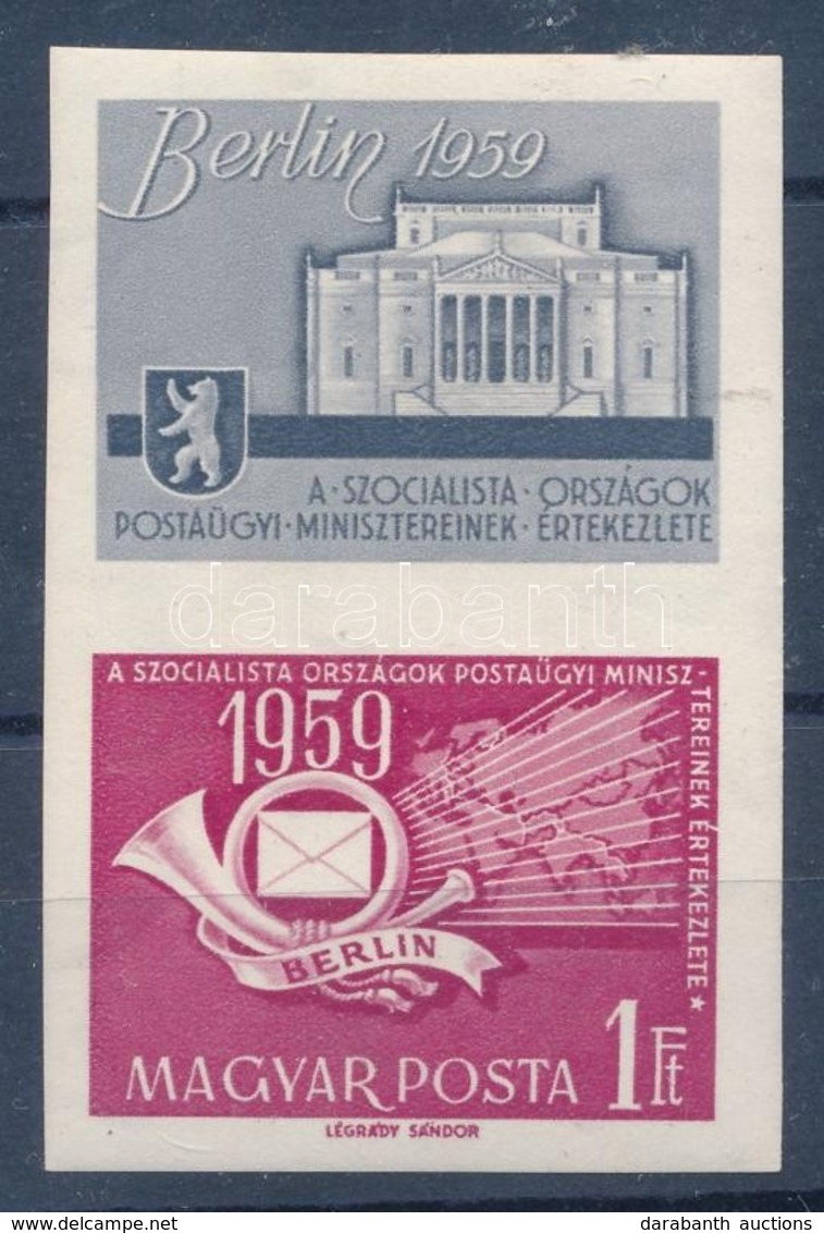 ** 1959 Szocialista Országok Postaügyi Minisztereinek Értekezlete (II.) Vágott összefüggő Pár (4.000) - Autres & Non Classés