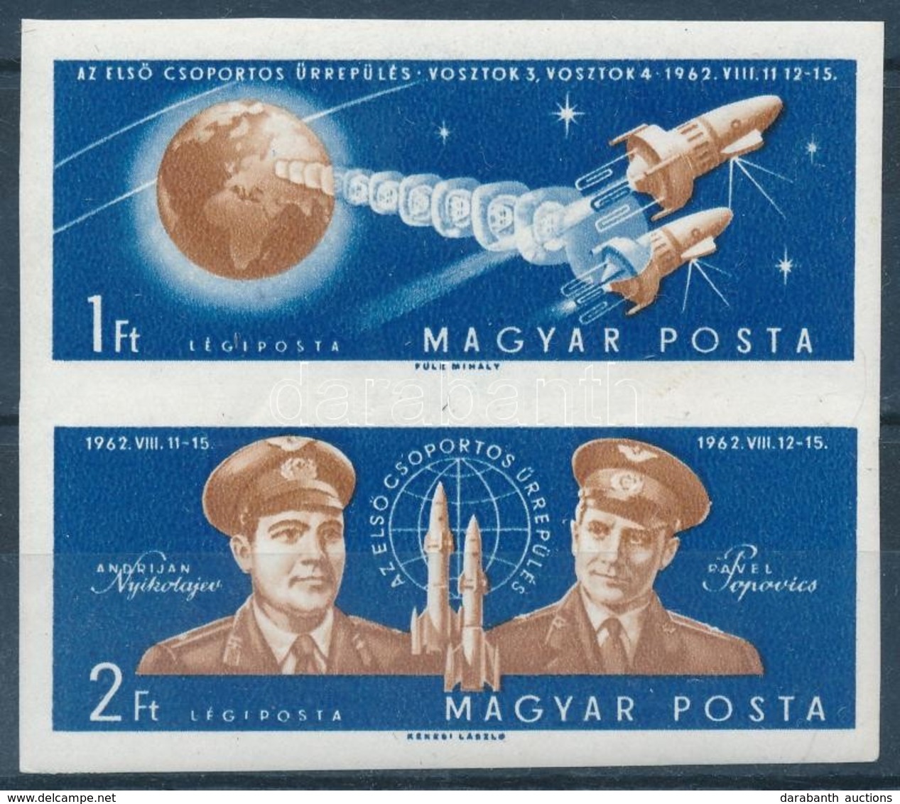 ** 1962 Az Első Csoportos űrrepülés Vágott összefüggő Pár (10.000) - Autres & Non Classés