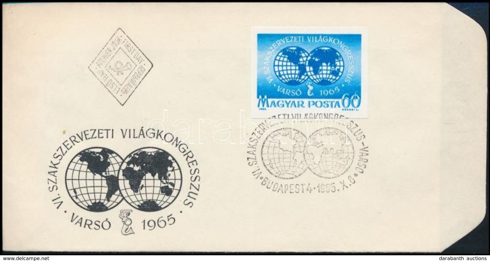 1965 Évfordulók - Események (III.) - Varsói Szakszervezeti Világkongresszus Vágott Bélyeg FDC - Autres & Non Classés