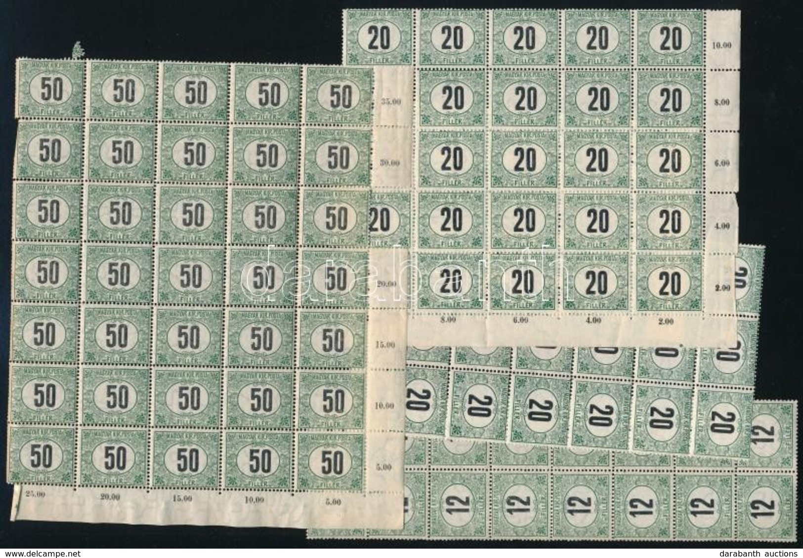** 1914 Zöldportó Kb 560 Db Bélyeg, Nagyrészt ívdarabok (88.000) / 560 Postage Due Stamps, Mostly Sheet Parts - Autres & Non Classés