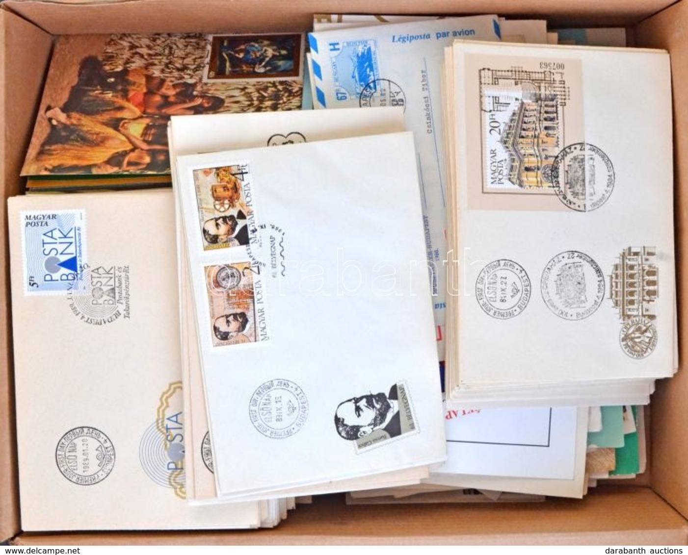 1955-1980 2,8 Kg Vegyes Küldemény (CM, FDC, Emléklap Stb.) Hagyatéki Anyag Kartondobozban - Used Stamps