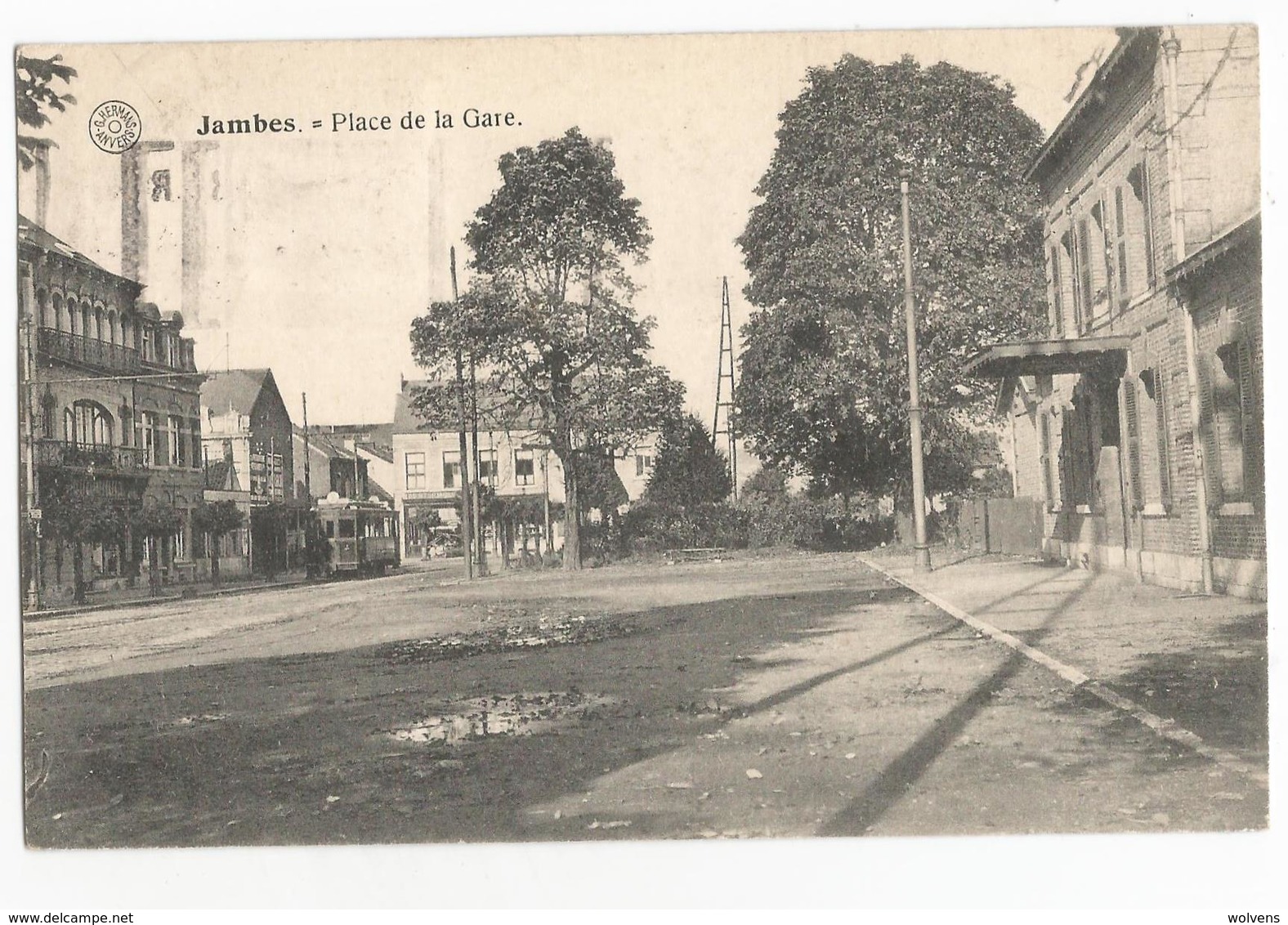 Jambes Place De La Gare Carte Postale Ancienne Tram Tramway 1924 - Namur