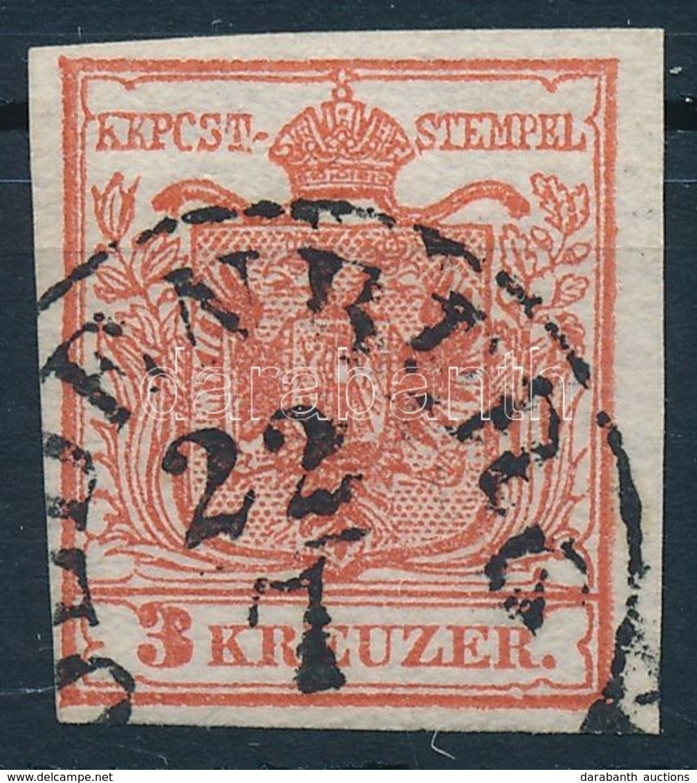 O 1850 3kr Vörös 'PCST' Lemezhiba 'OEDENBURG' - Autres & Non Classés