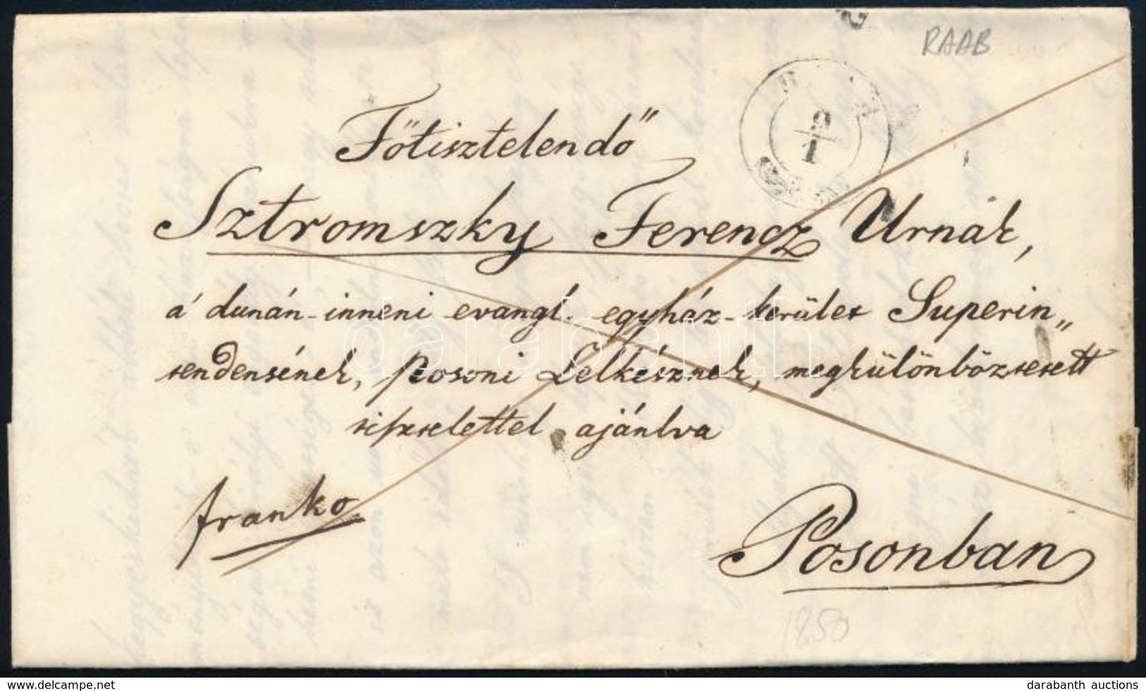 1850 Franko Levél 'RAAB' - Pozsony - Autres & Non Classés