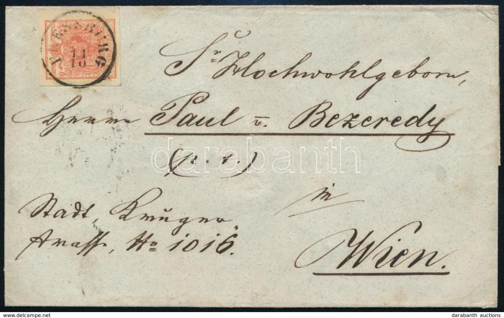 ~1850 3kr HP Szép élénk Szín, Kis ívszéllel 'PRESSBURG' - Wien - Autres & Non Classés