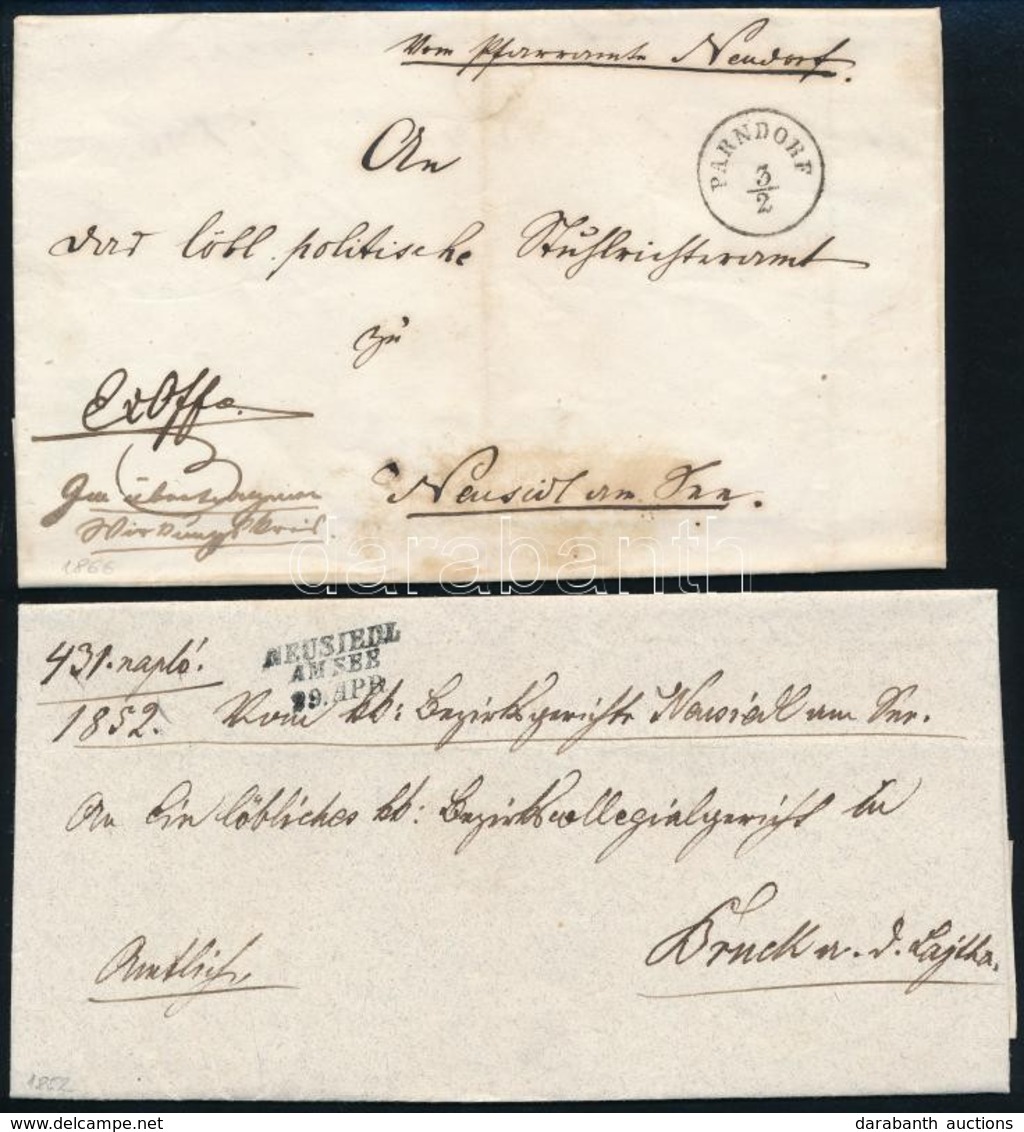 1852-1866 2 Db Ex Offo Levél, Az Egyik 'NEUSIEDL' A Másik 'PARNDORF' Bélyegzéssel - Autres & Non Classés