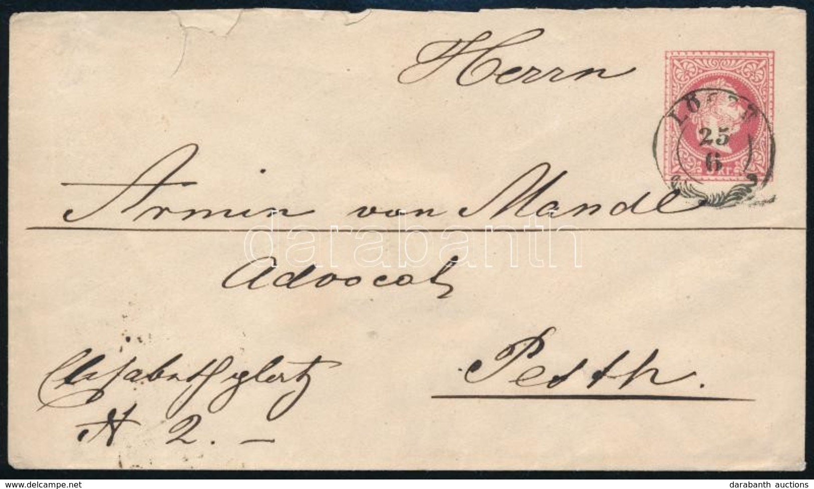 ~ 1867 5kr Díjjegyes Boríték 'LŐCSE' - Pesth - Other & Unclassified