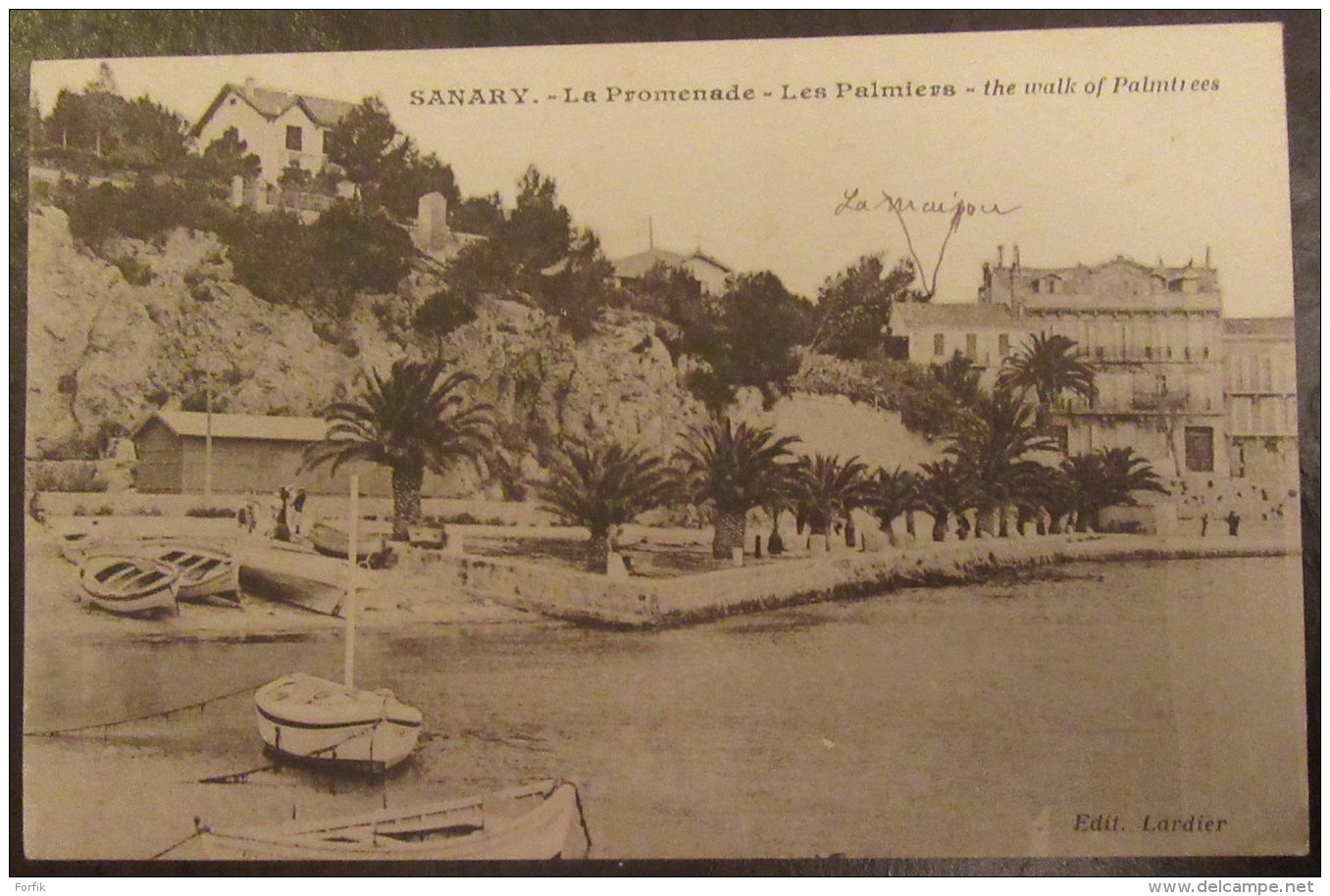 Flamme Daguin Orné Sanary Sur Mer 1938 Sur Carte Postale Animée - Timbre Type Paix 40c YT N°281 - Oblitérations Mécaniques (flammes)