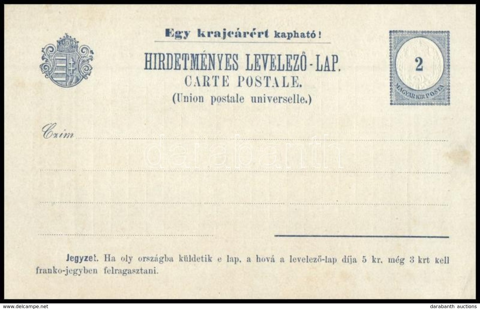 1892 Használatlan 2kr Hirdetményes Levelezőlap Si 17e - Autres & Non Classés