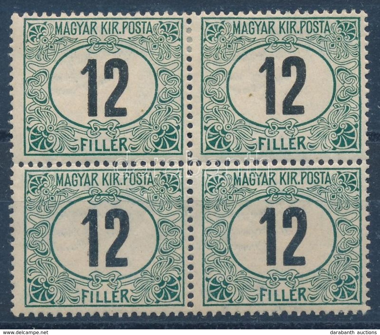 ** * 1905 Zöldportó 12f ,,B' Négyestömb 2 Bélyeg Falcos - Other & Unclassified