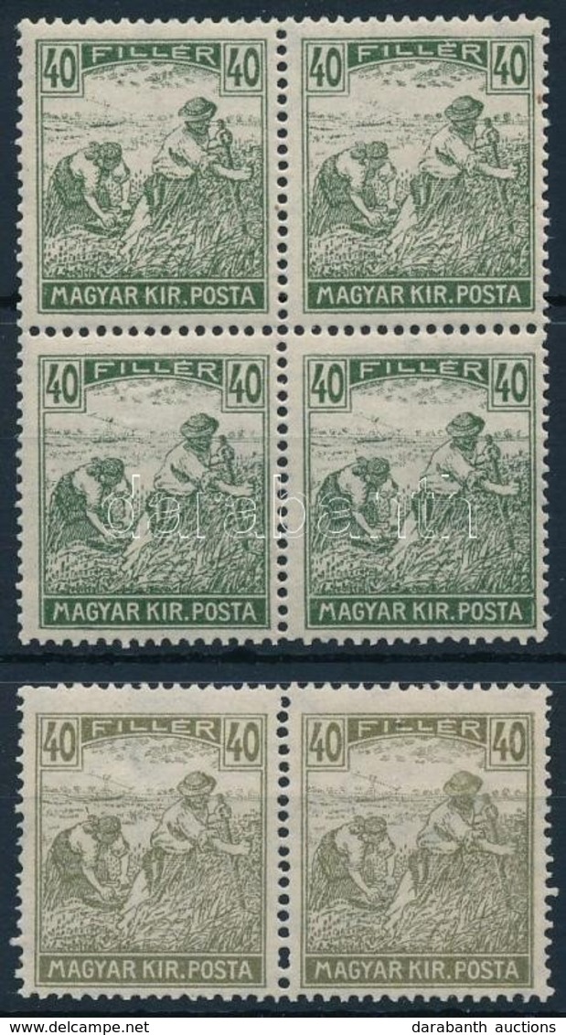 ** 1916 Arató 40f Pár és Négyestömb, Erős Színeltérés - Other & Unclassified