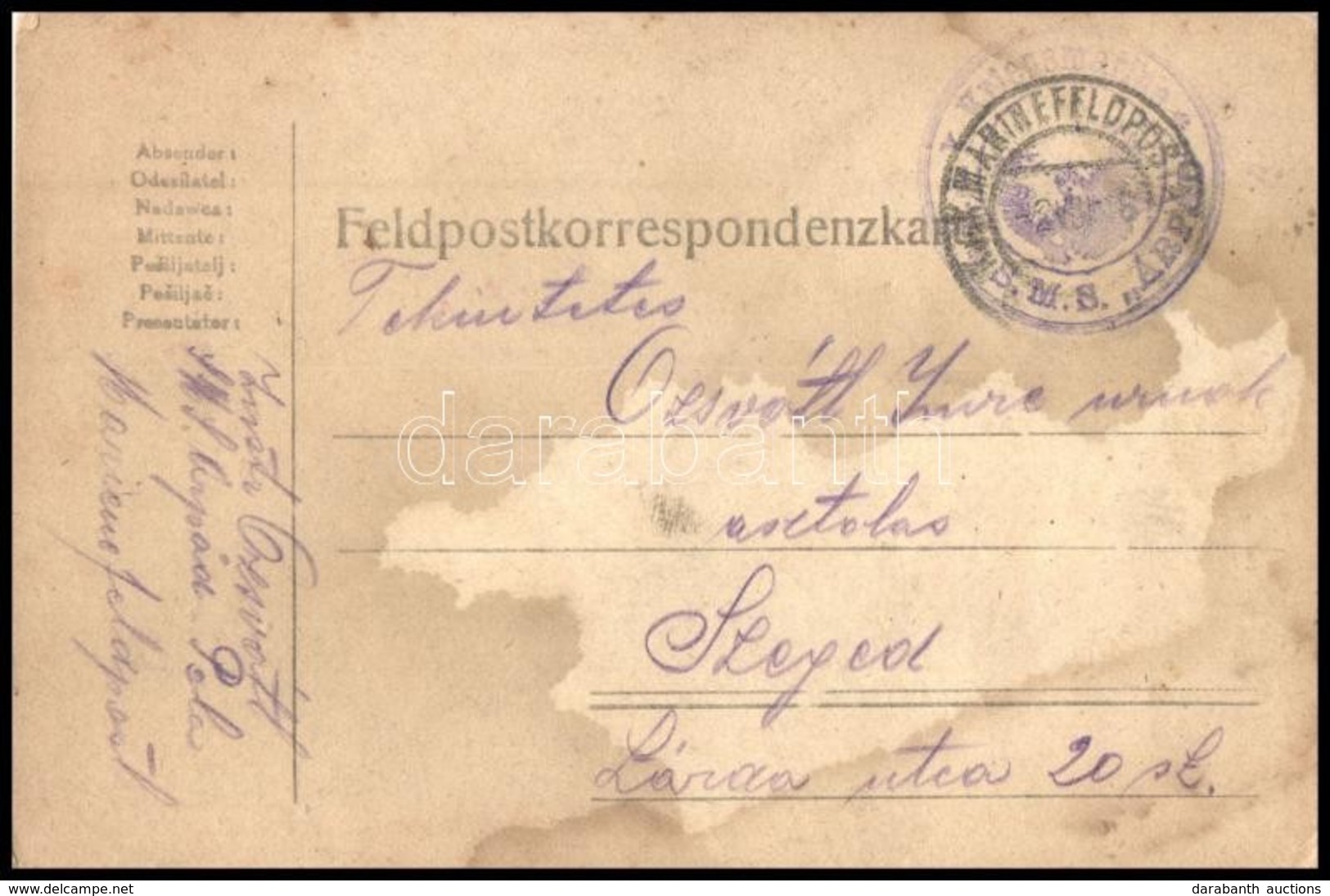 1916 Tábori Lap Haditengerészeti Postával / Field Postcard 'S.M.S. ÁRPÁD' - Other & Unclassified