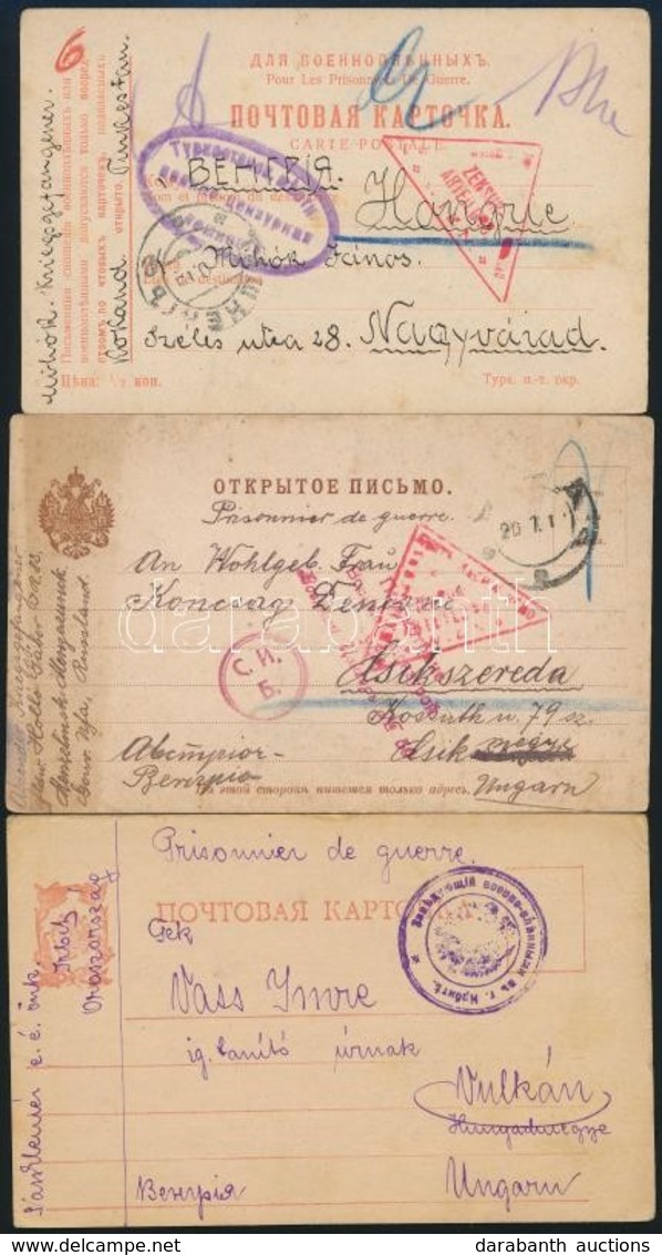 1915-1917 3 Hadifogoly Levelezőlap Oroszországból - Other & Unclassified