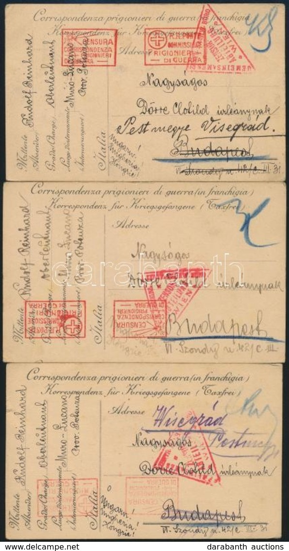 1916 3 Db Hadifogoly Levelezőlap Olaszországból - Autres & Non Classés