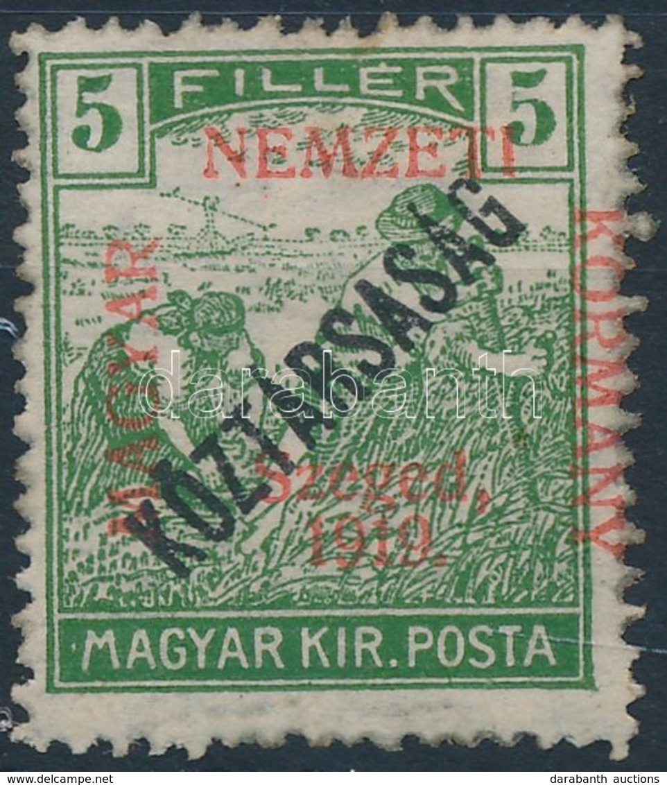 * Szeged 1919 Arató/Köztársaság 5f (7.500) / Mi 29 Signed: Bodor (apró Hibák / Minor Faults) - Autres & Non Classés