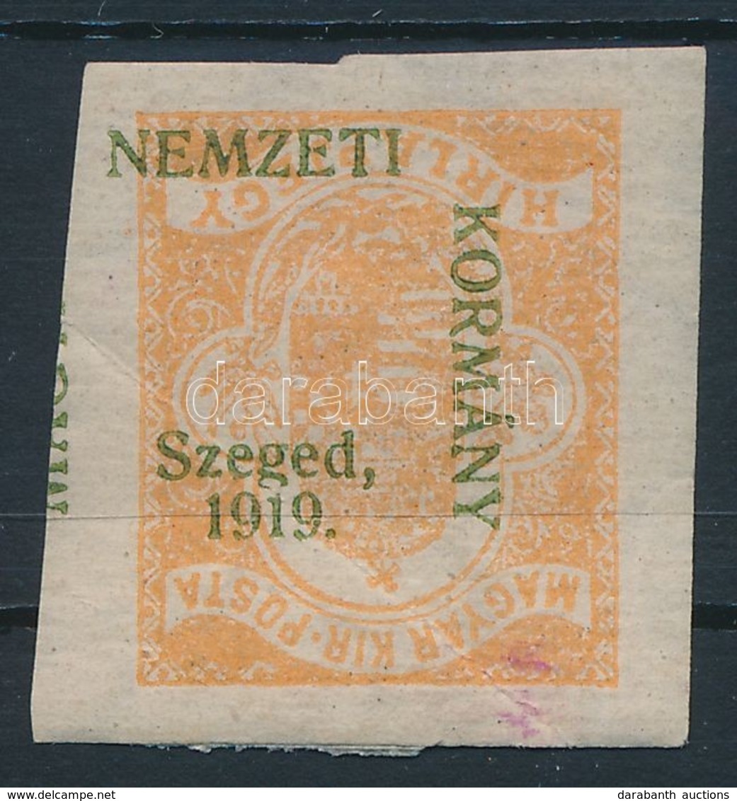 * Szeged 1919 Hírlapbélyeg Fordított Felülnyomással, Bodor Vizsgálójellel (20.000) (törött / Folded) - Other & Unclassified