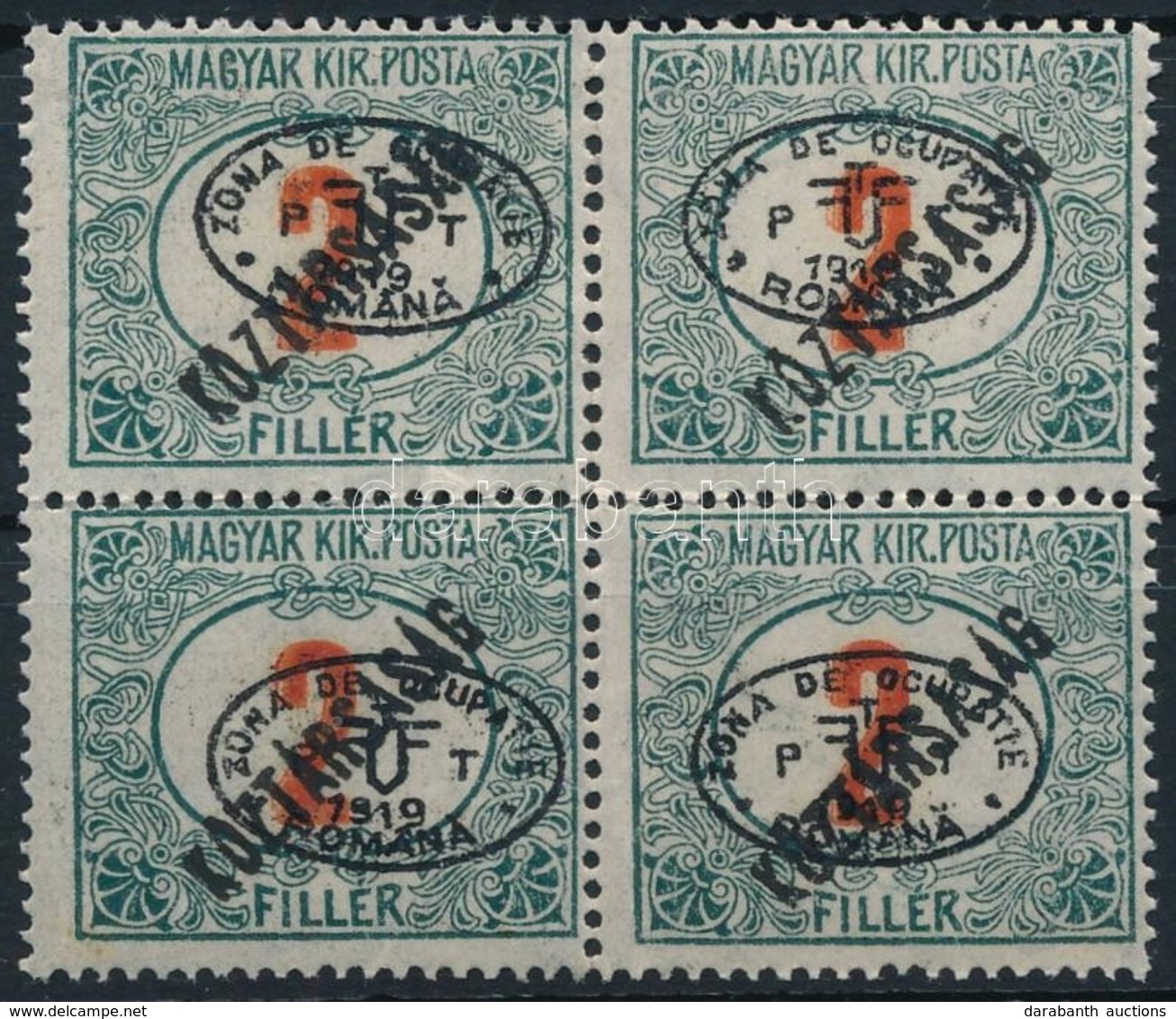 ** Debrecen I. 1919 Portó/Köztársaság 2f Négyestömb Garancia Nélkül (30.000) - Autres & Non Classés