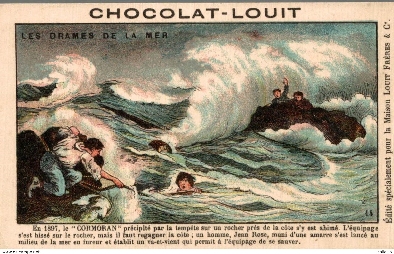 CHROMO CARTE POSTALE CHOCOLAT LOUIT LES DRAMES DE LA MER - Louit