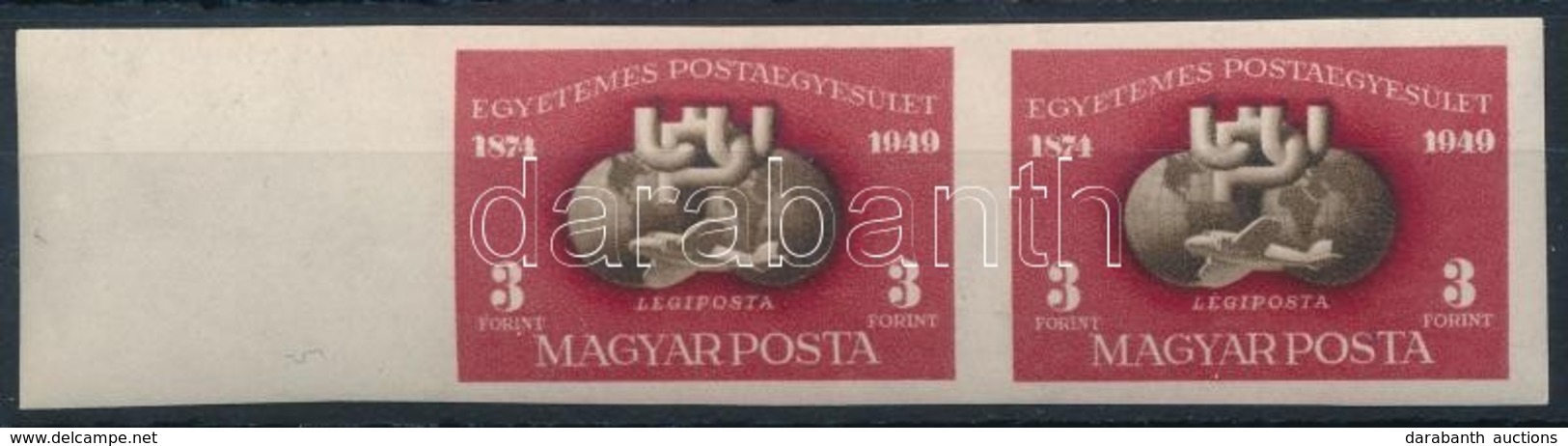 ** 1950 UPU Vágott Blokkból ívszéllel Kivágott Pár (24.000) / Mi 1111 Imperforate Margin Pair - Autres & Non Classés